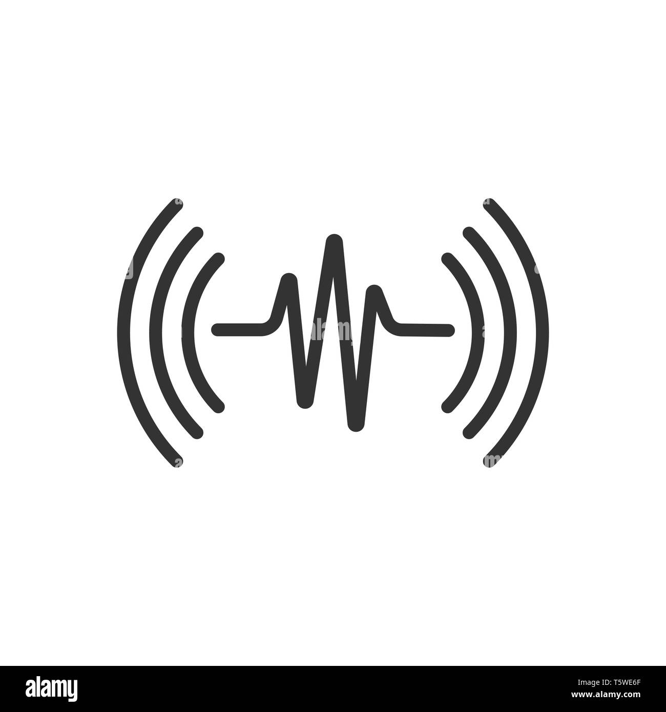 Sound wave icon in flat style. Heart beat vector illustration on white isolated background. Pulse rhythm business concept. Stock Vector