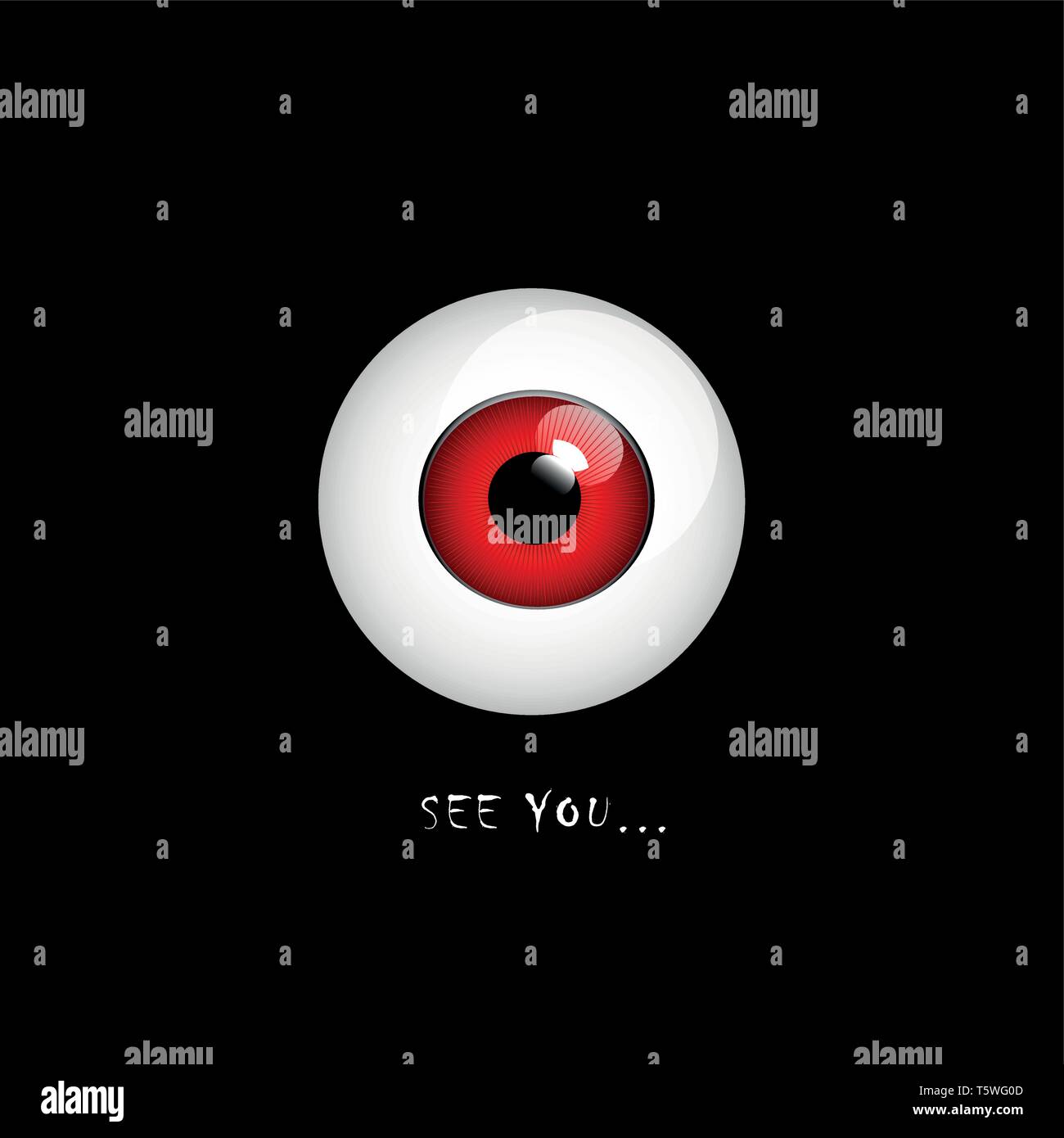 scary red eye on black background for halloween vector illustration EPS10 Stock Vector