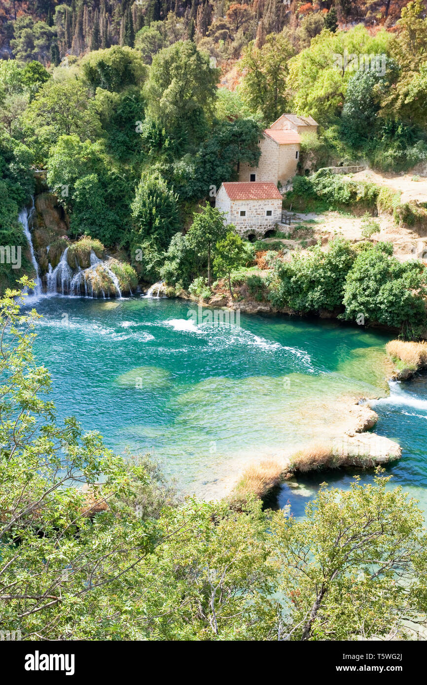 Krka, Sibenik, Croatia, Europe - Idyllic living within Krka National Park Stock Photo