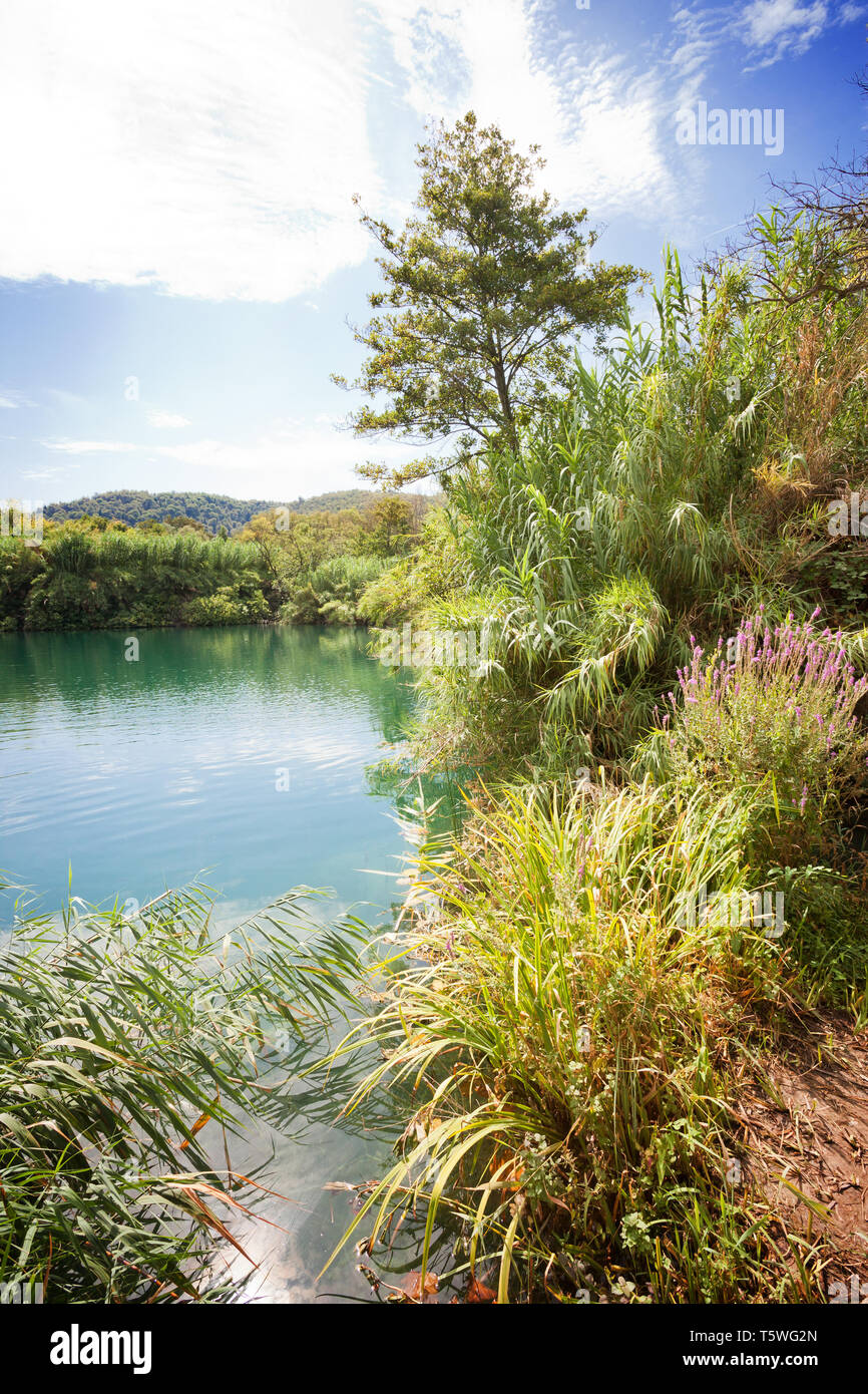 Krka, Sibenik, Croatia, Europe - Calming down at the end of long hiking trail through Krka National Park Stock Photo