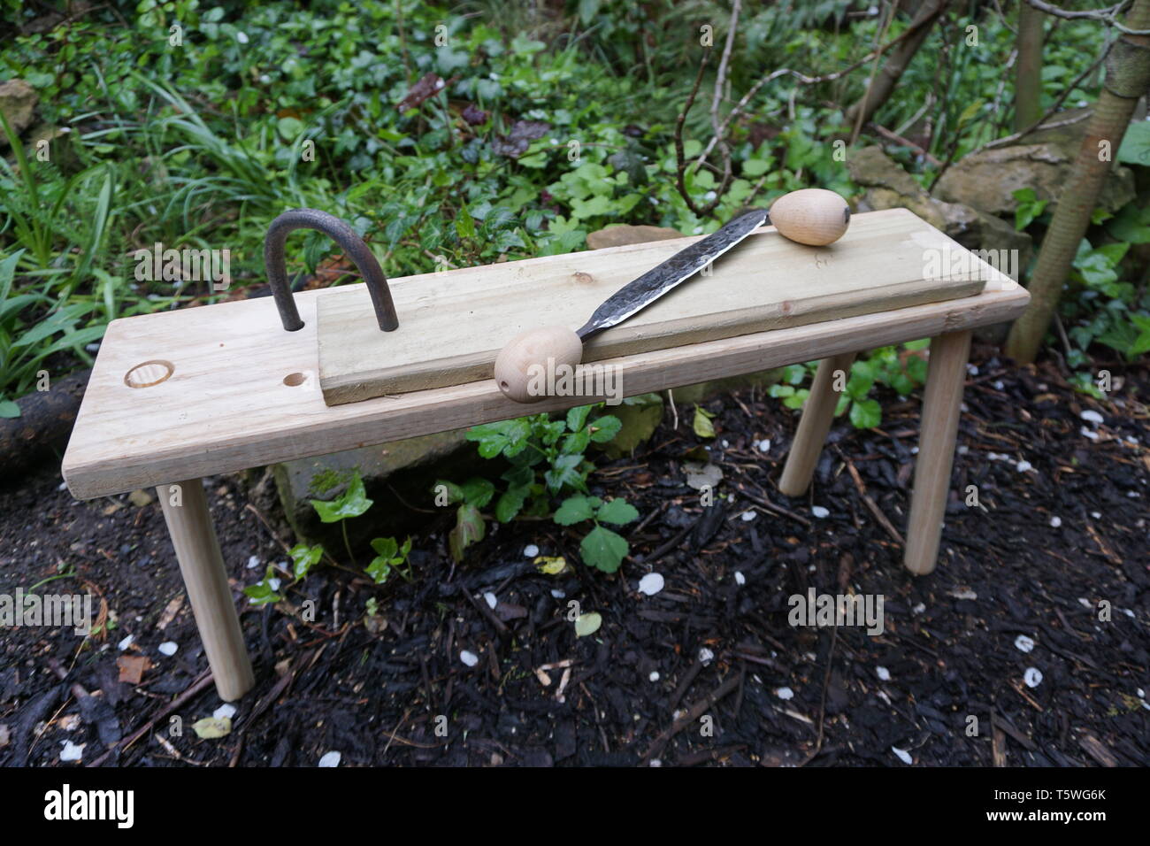 Roman Period Drawknife Find 63645 Compiegne On A Workbench With A