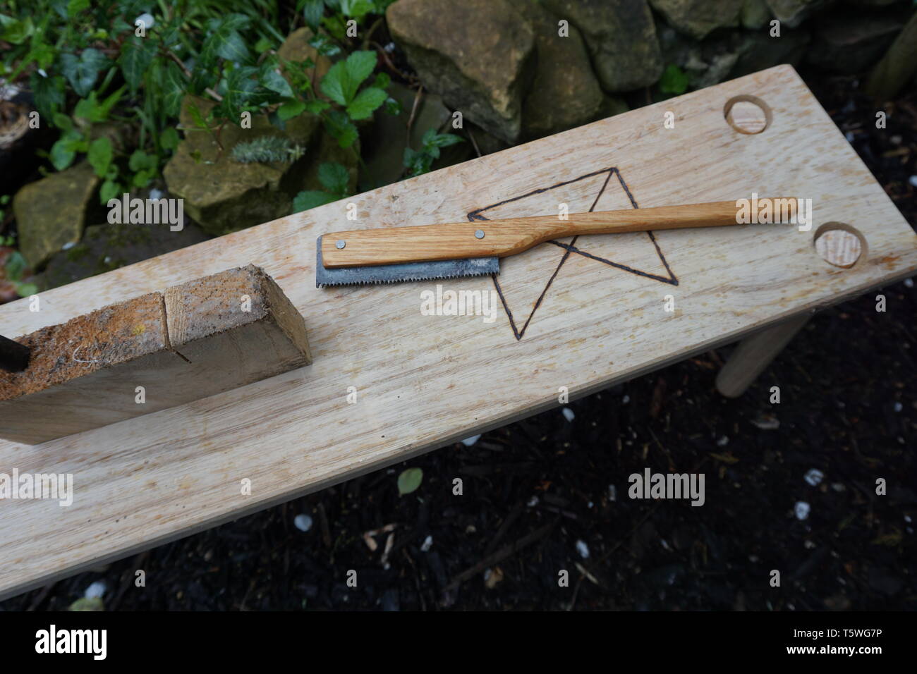 Roman Hand Saw On A Carpenters Bench With Herculaneum Holdfast