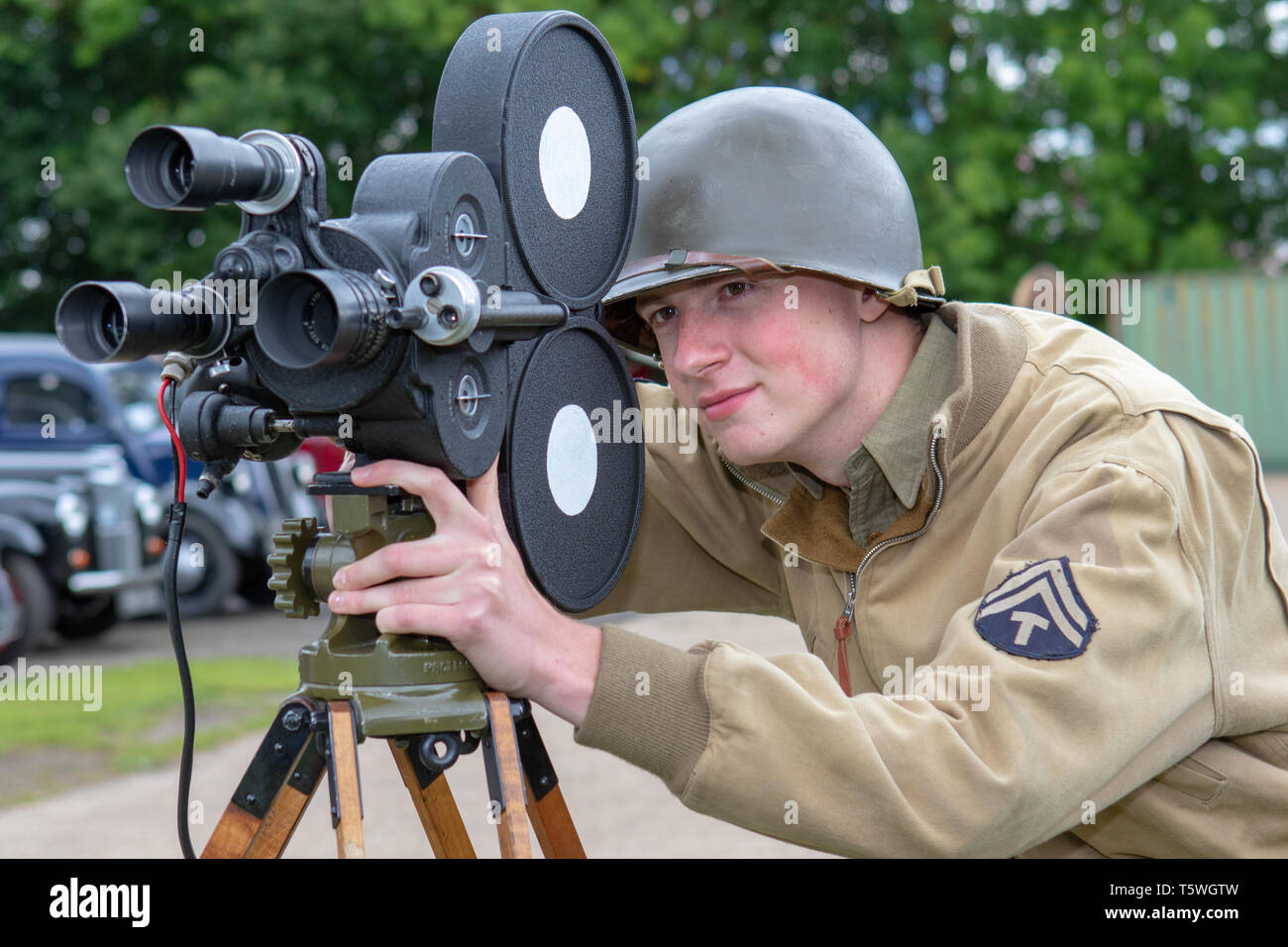 World War 2 Combat Photographer Re-enactor Stock Photo