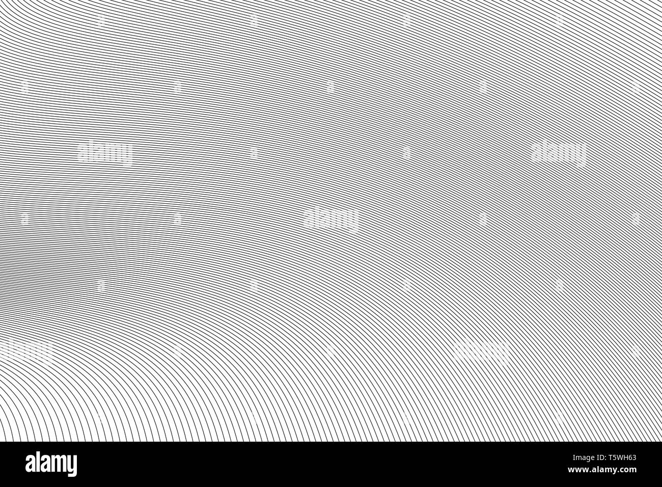Thin black curved lines, abstract background on white Stock Vector