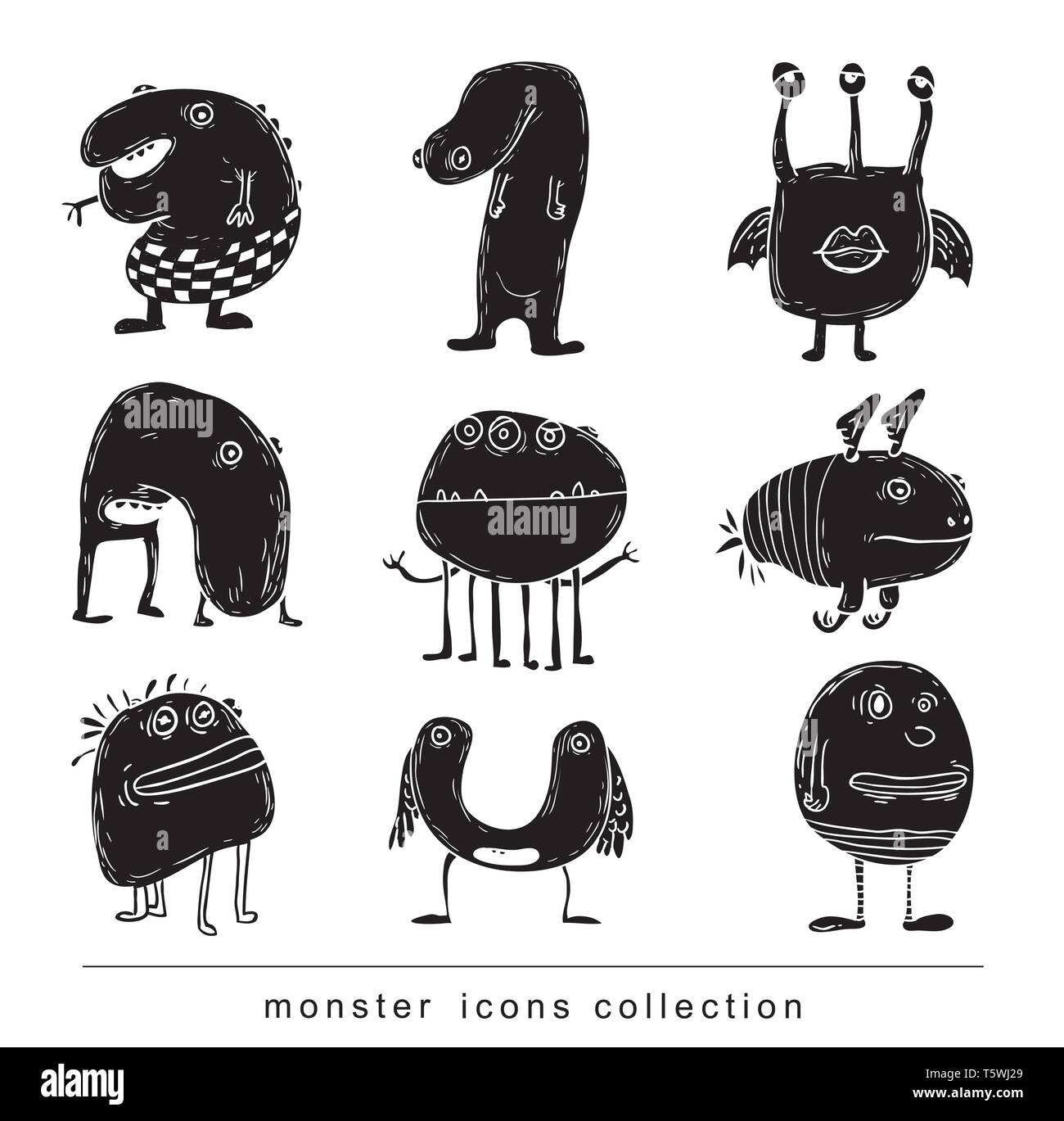 Set Of Cartoon Monsters Vector Illustration Stock Vector Image Art Alamy