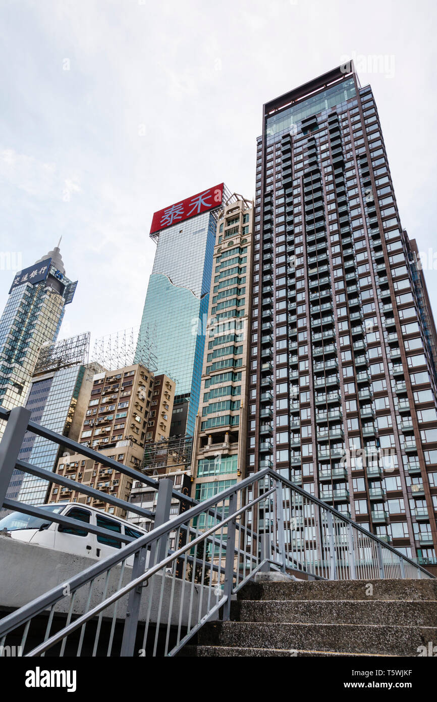 Skyscrapers in the Wan Chai district of Hong Kong Island Stock Photo