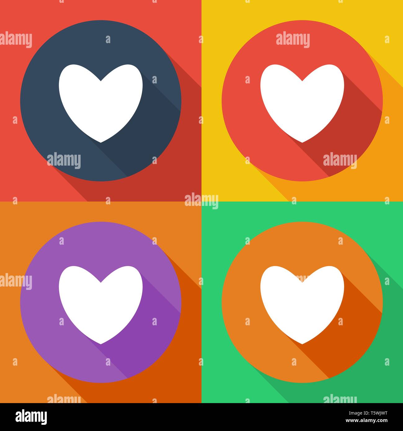 White heart. Set of colored icons. Flat design Stock Vector Image & Art ...