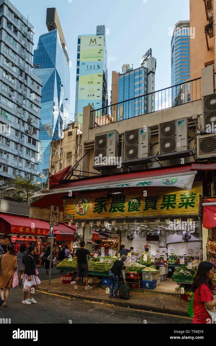 Corner of Bowrington Road and Wan Chai Road, Wan Chai district in Hong ...