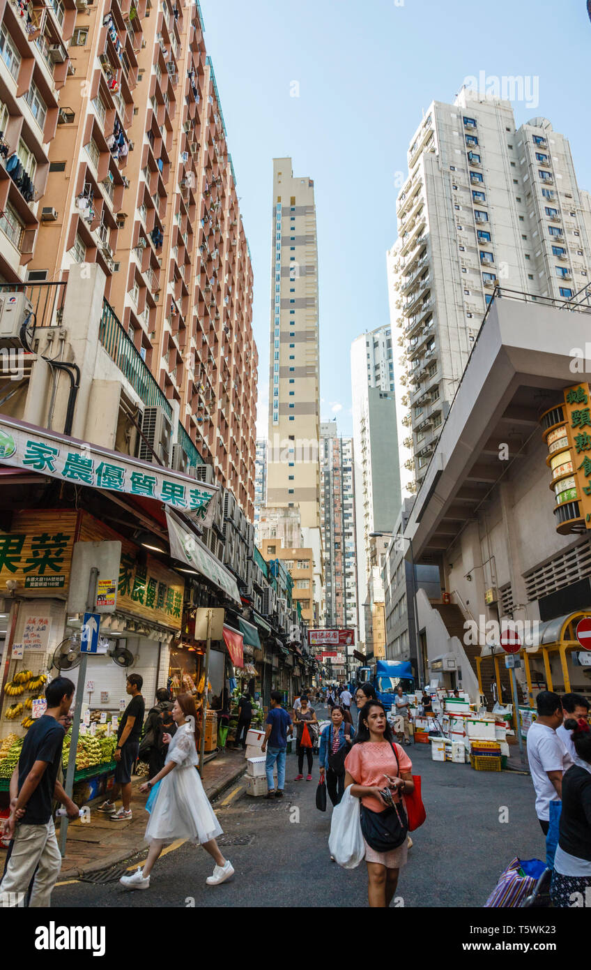 Bowrington Road, Wan Chai district in Hong Kong Stock Photo - Alamy