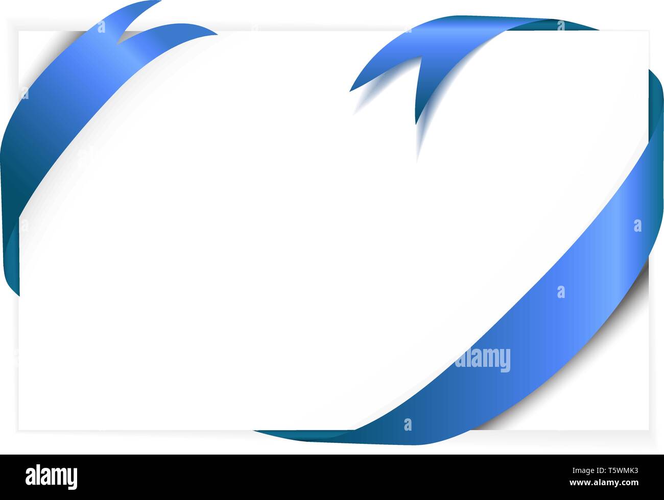 Blue ribbon around blank white paper (where you should write your text ...