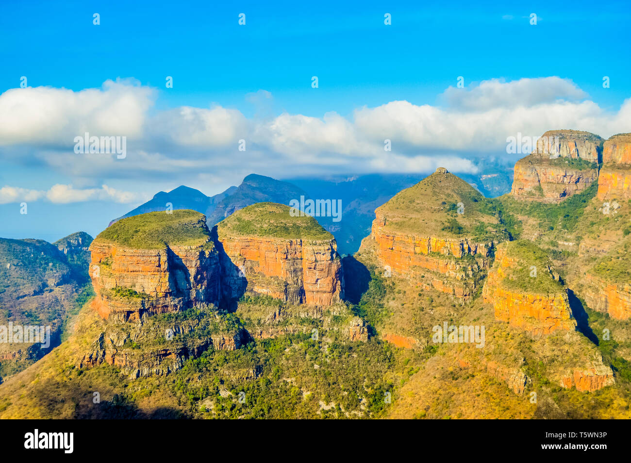 Panoramic Blyde river canyon and Three Rondawels in Panorama route in
