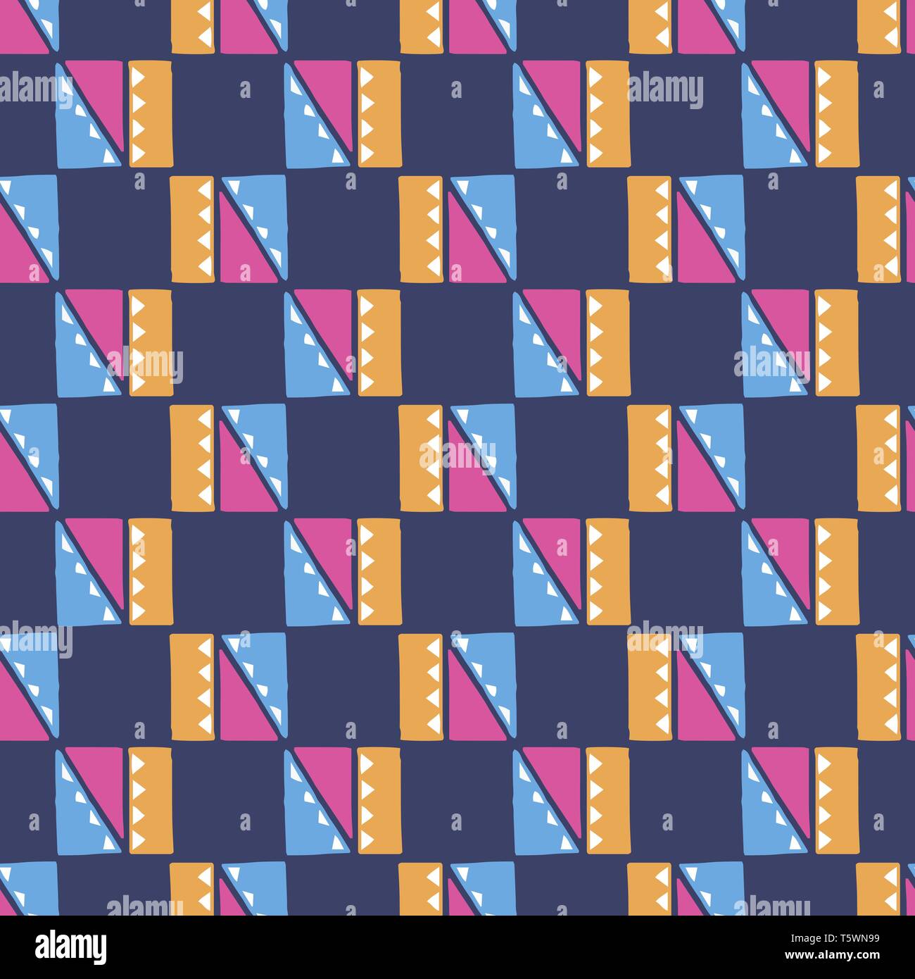 vector Ethnic geometric seamless patterns on blue background 10 eps Stock Vector