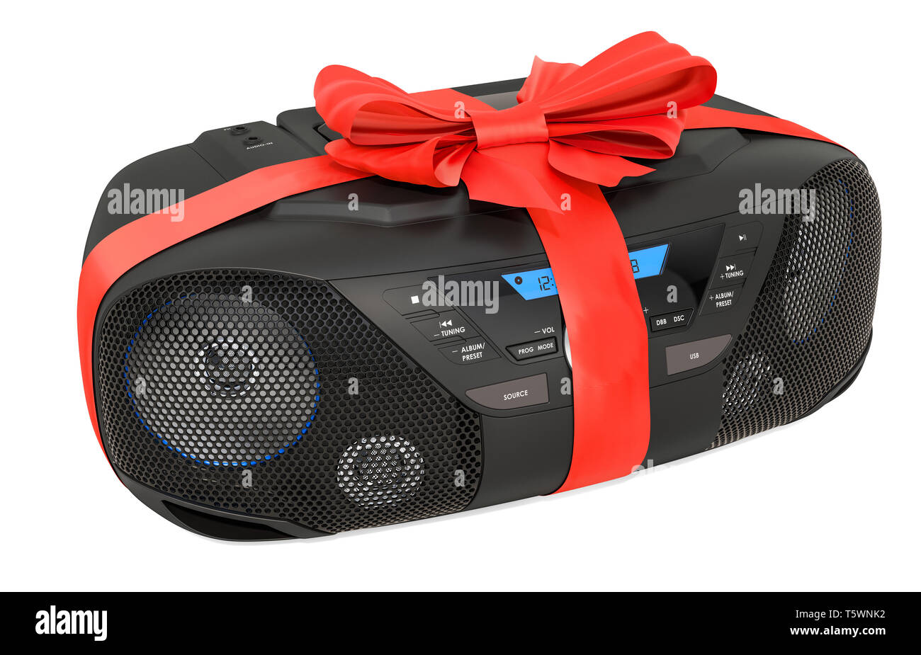 Modern CD Boombox with AM/FM Stereo Radio and remote with bow and ...