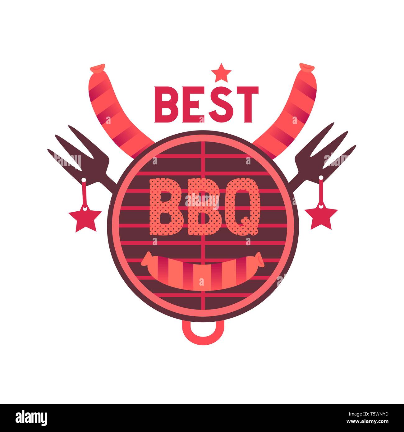 Best BBQ grill funny flat hand drawn vector icon. Stock Vector