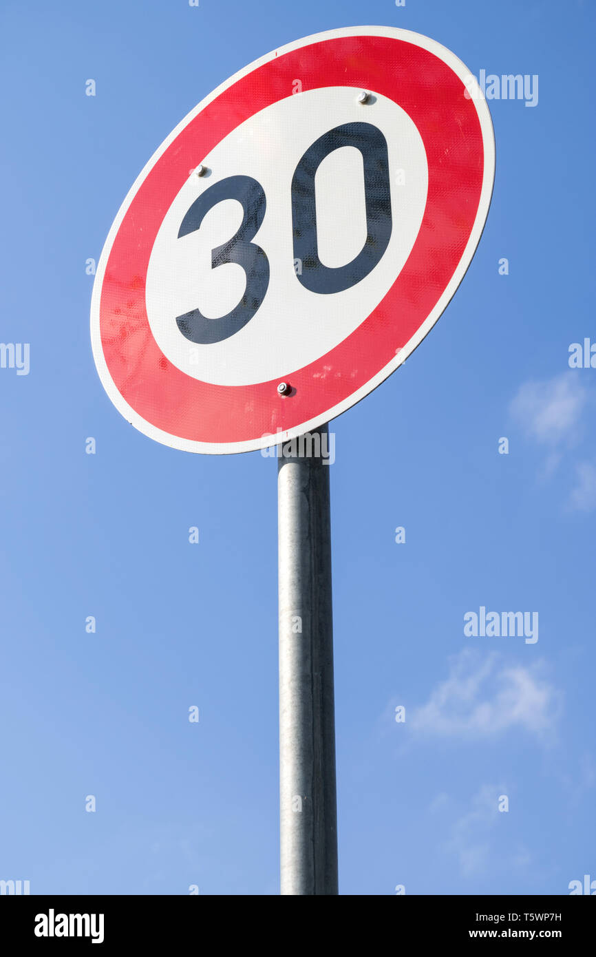 German road sign: speed limit 30 km/h Stock Photo
