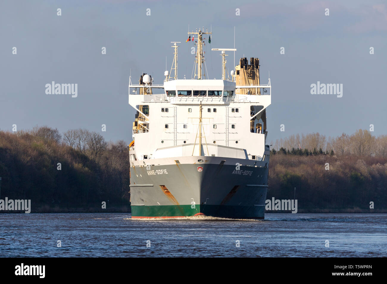 ANNE-SOFIE in the Kiel Canal. SAL Heavy Lift is one of the world’s leading carriers specialised in sea transport of heavy lift and project cargo. Stock Photo