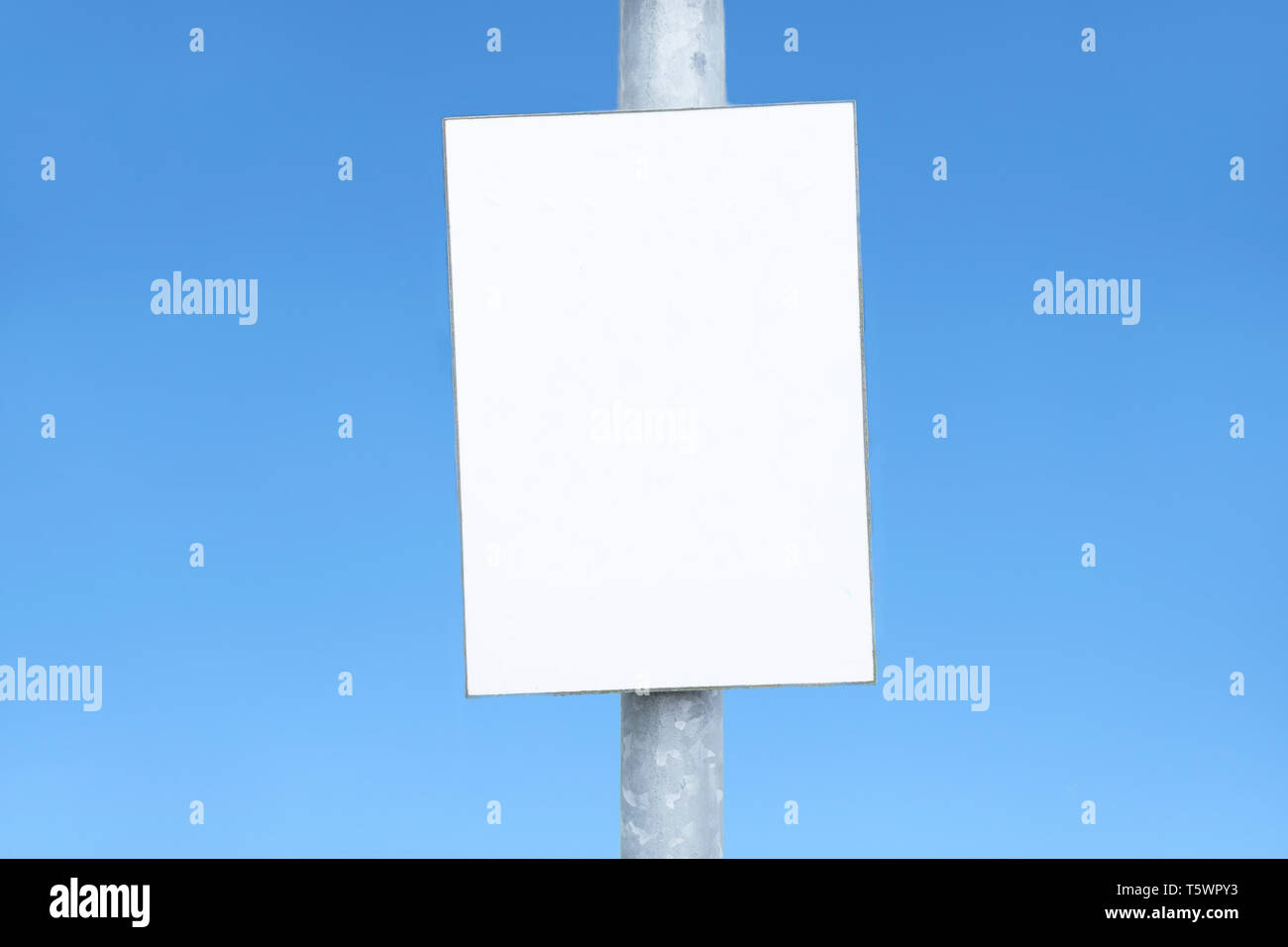 Blank white board sign and empty blue sky Stock Photo - Alamy
