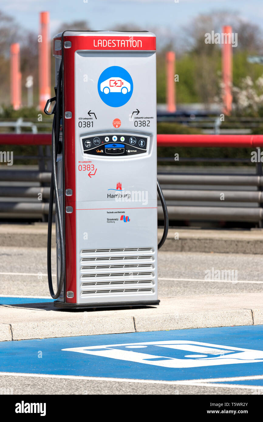 electric vehicle charging station at Hamburg Airport Helmut Schmidt Stock Photo
