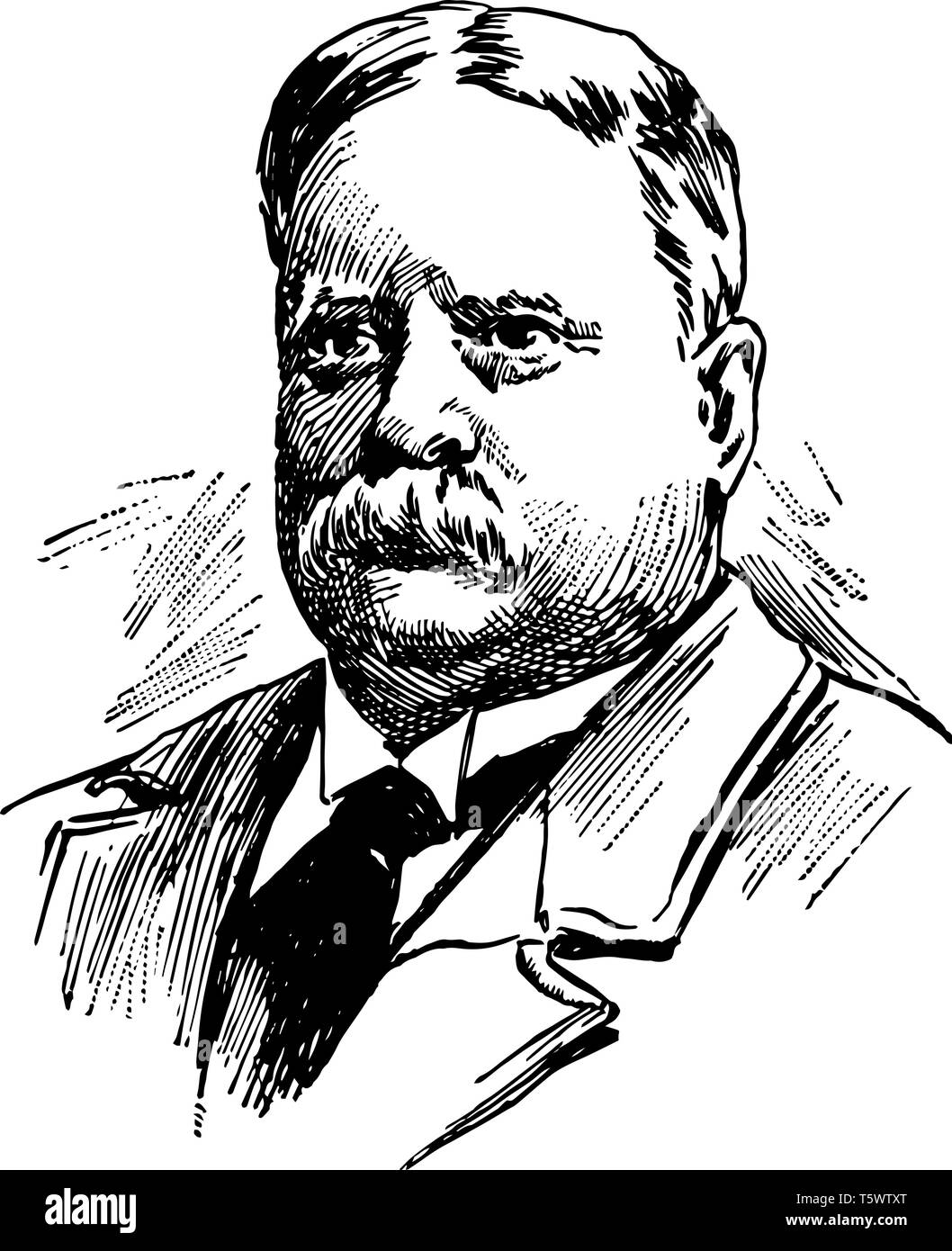Fithugh Lee 1835 to 1905 he was a confederate cavalry general in the American civil war and governor of Virginia vintage line drawing or engraving ill Stock Vector