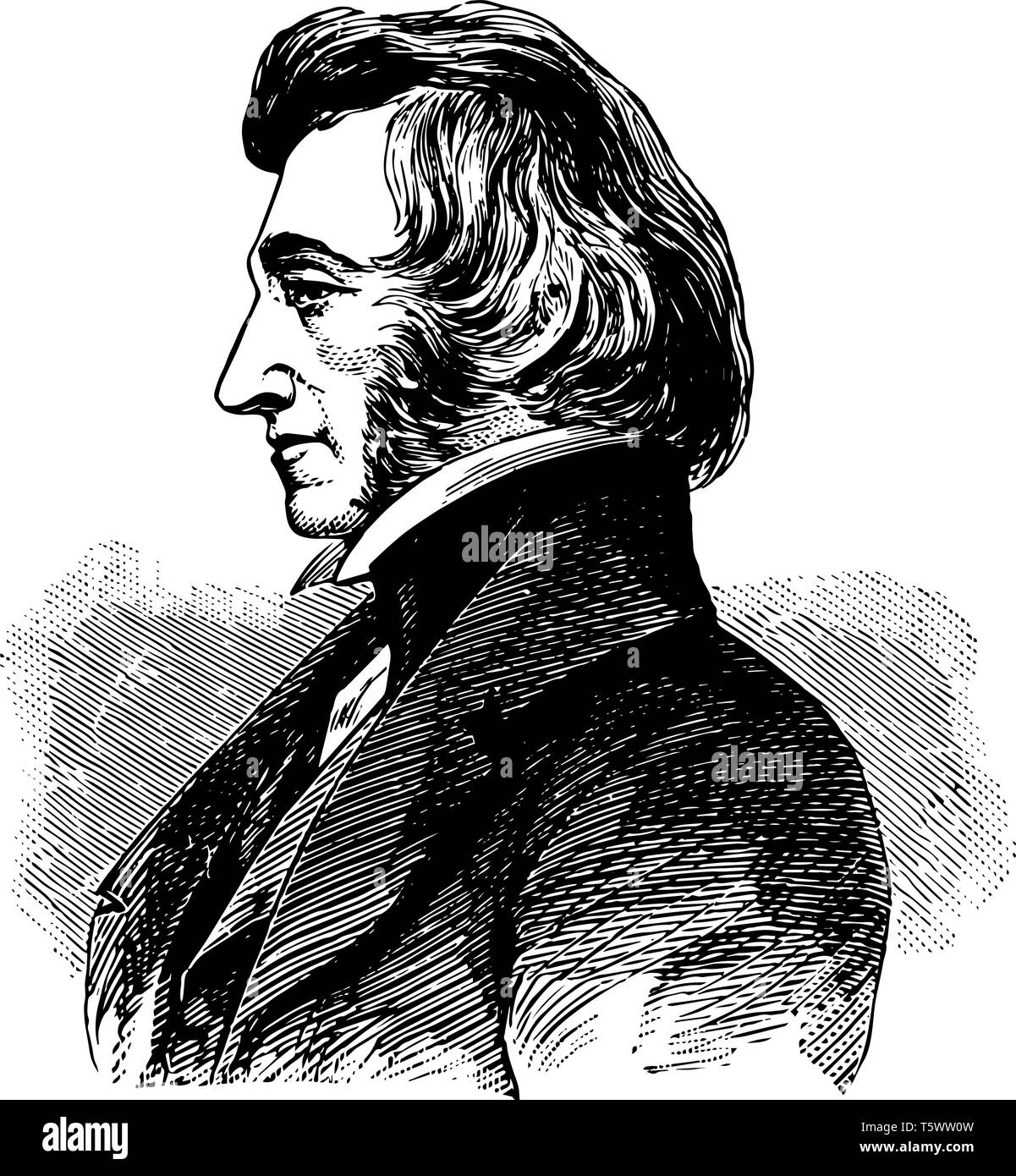 Charles Ellet 1810 to 1862 he was a civil engineer and a colonel during the American civil war vintage line drawing or engraving illustration Stock Vector
