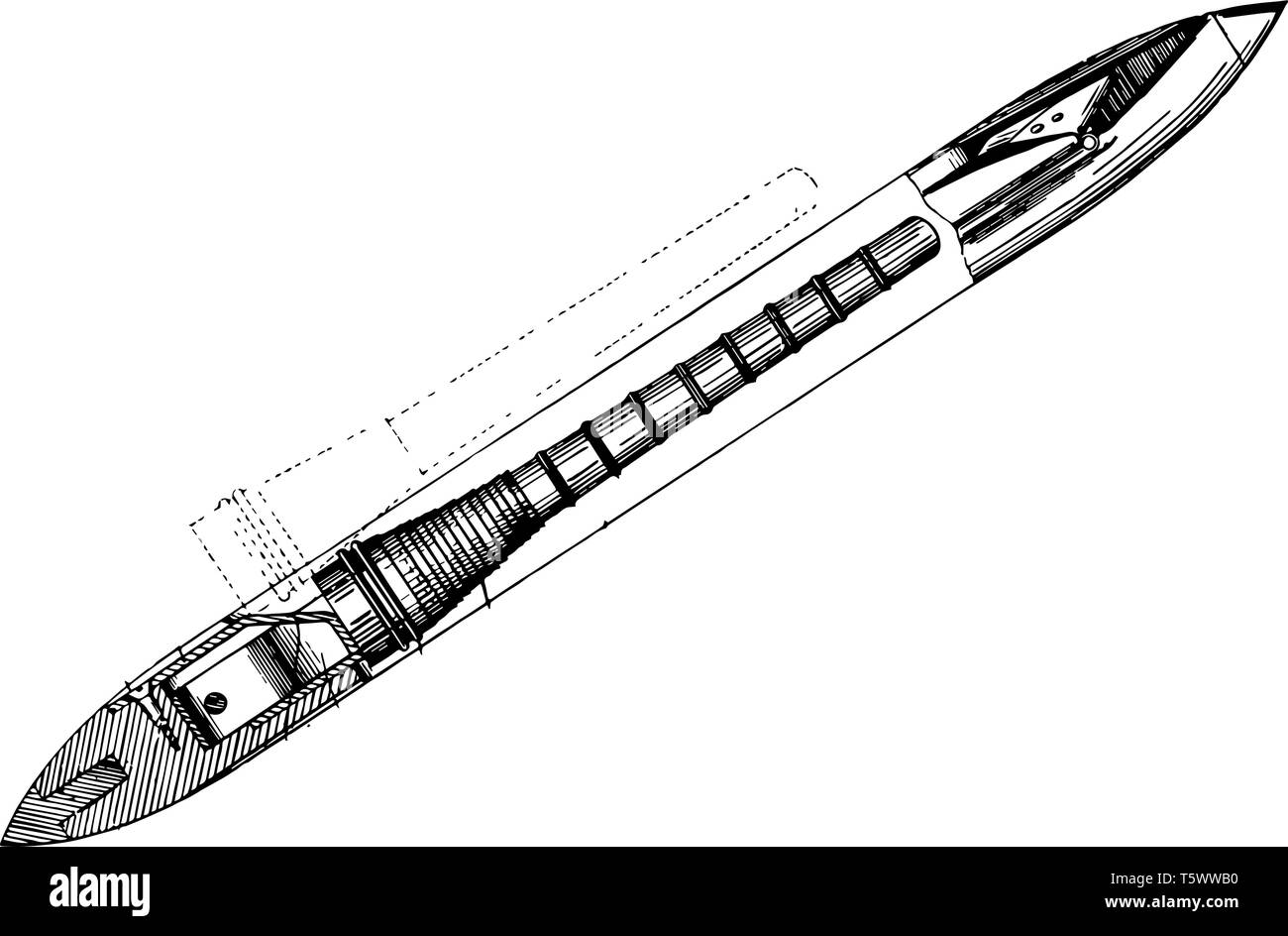 This illustration represents Shuttle for Looms which is a tool designed to neatly and compactly store a holder that carries the thread of the weft yar Stock Vector