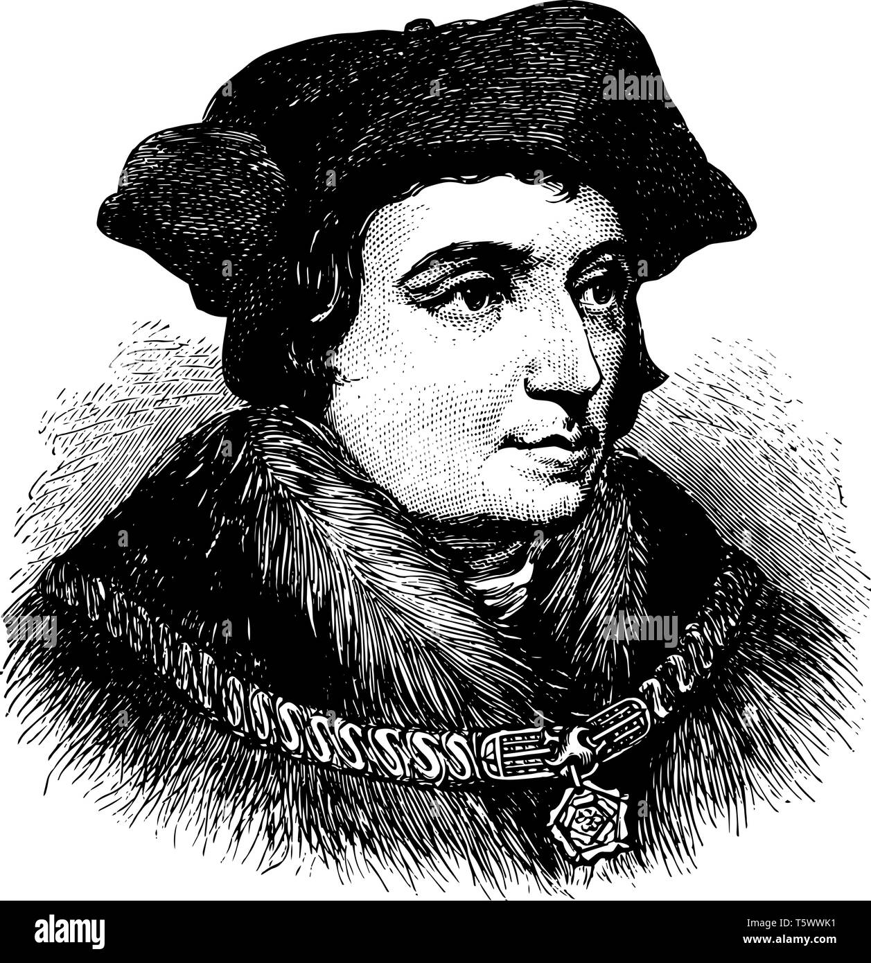 Sir Thomas More face after Holbein in this picture, vintage line