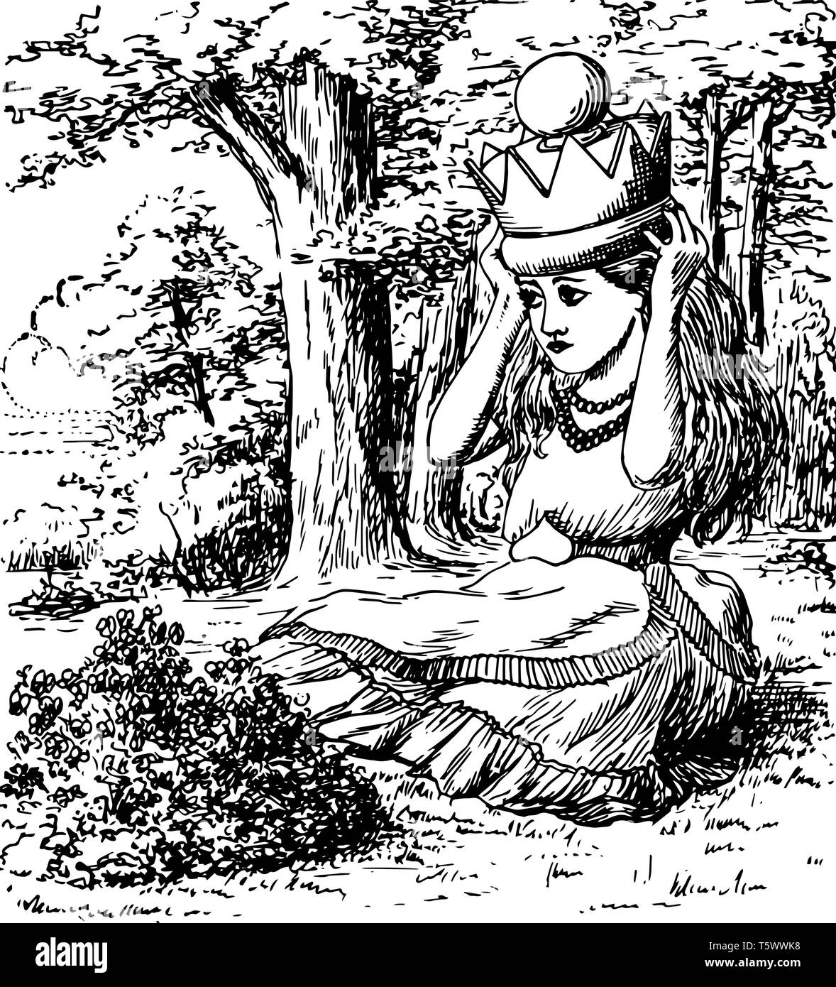 Queen Alice This Scene Shows A Little Girl Sitting On Ground And