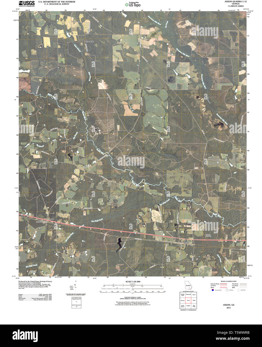 USGS TOPO Map Georgia GA Axson 20110310 TM Restoration Stock Photo - Alamy