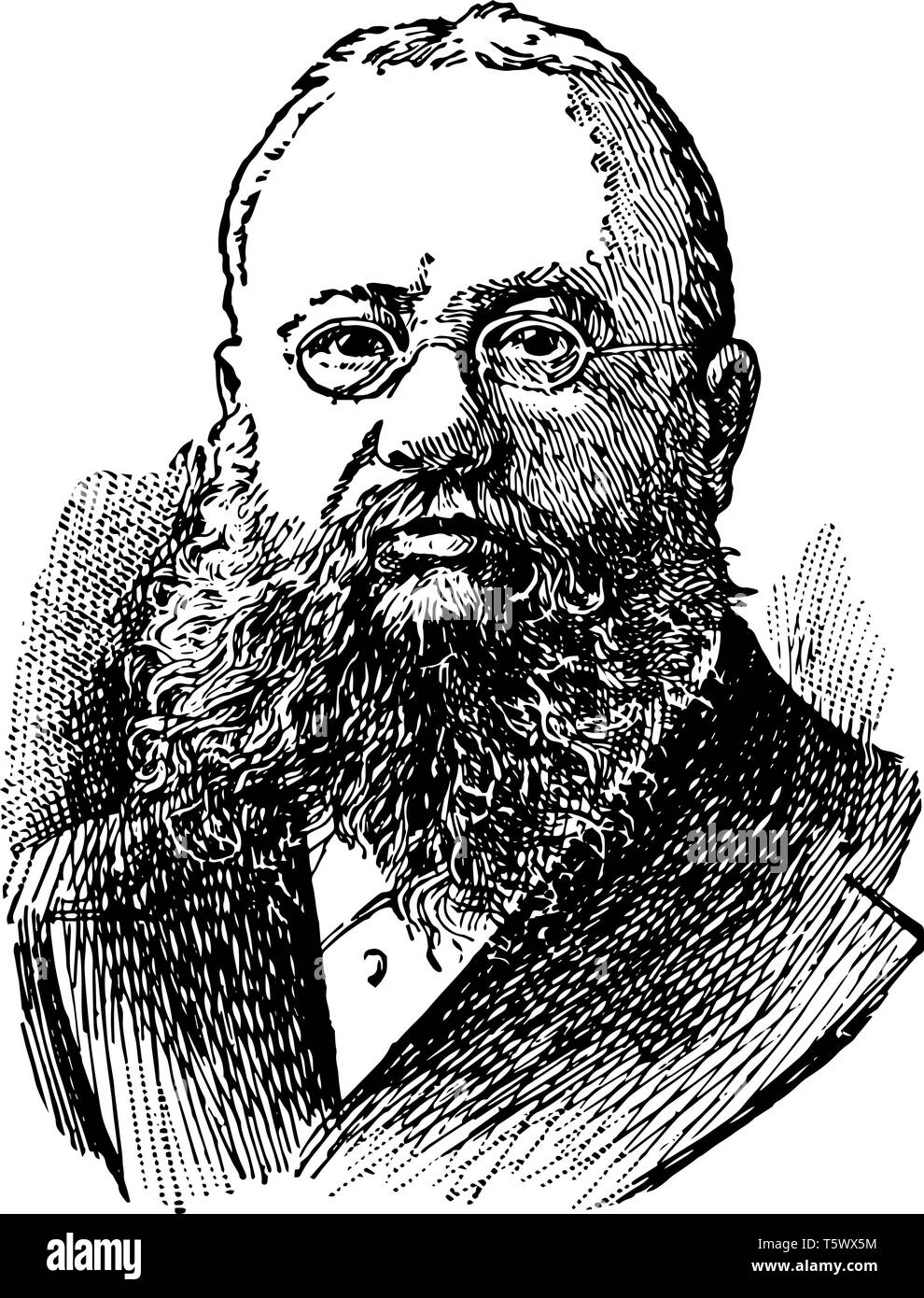 John Fiske 1842 to 1901 he was an American philosopher and historian who lectured across America lecturing on scientific philosophic historical though Stock Vector