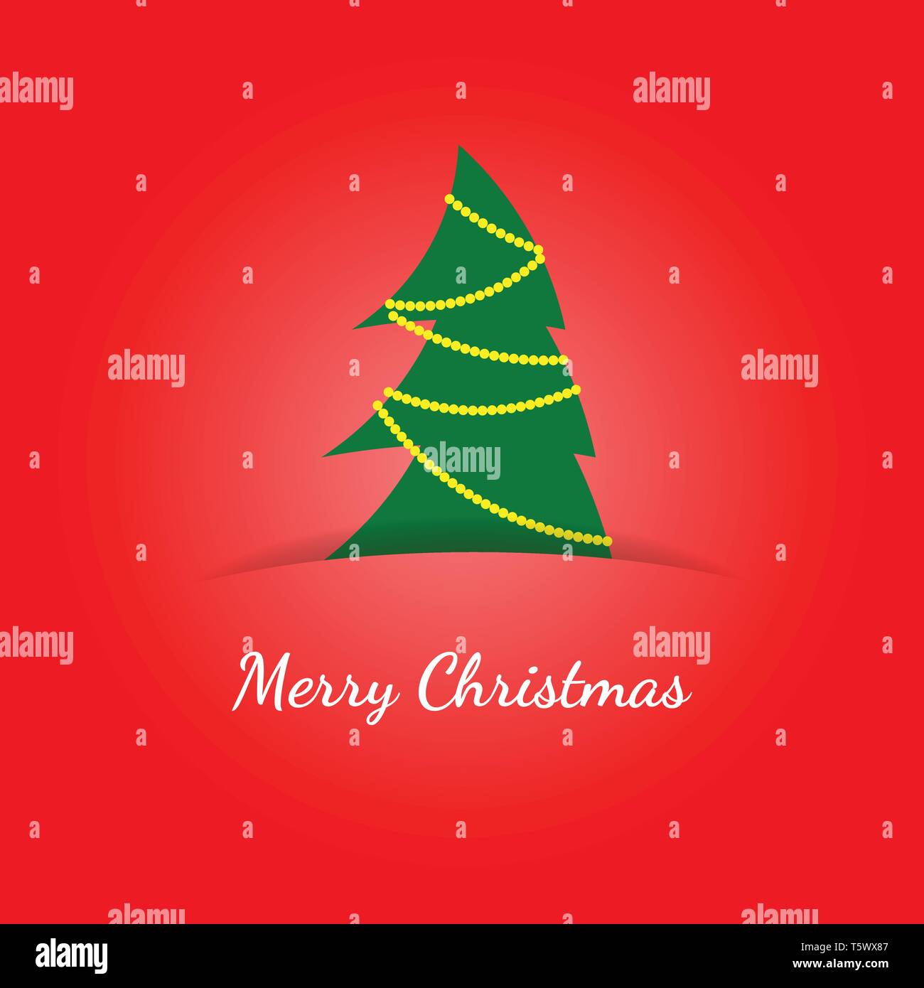 Greeting christmas card in a minimalist flat style. Paper green ...