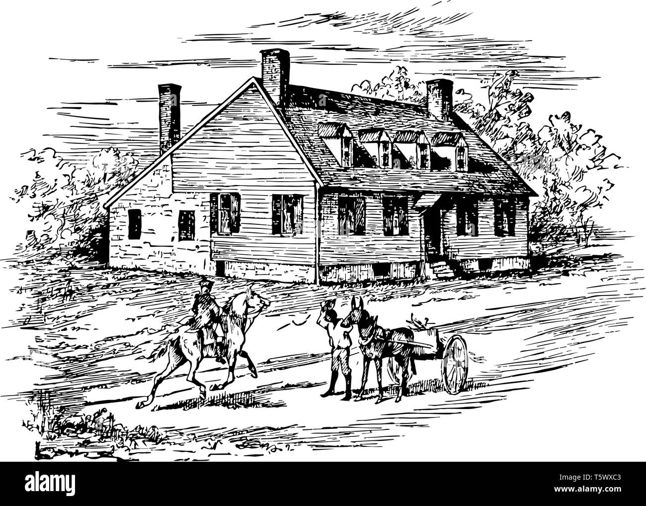 Ferry Farm also known as George Washington Boyhood Home Site or Ferry Farm Site establishes at Fredericksburg George Washington spent much of his chil Stock Vector