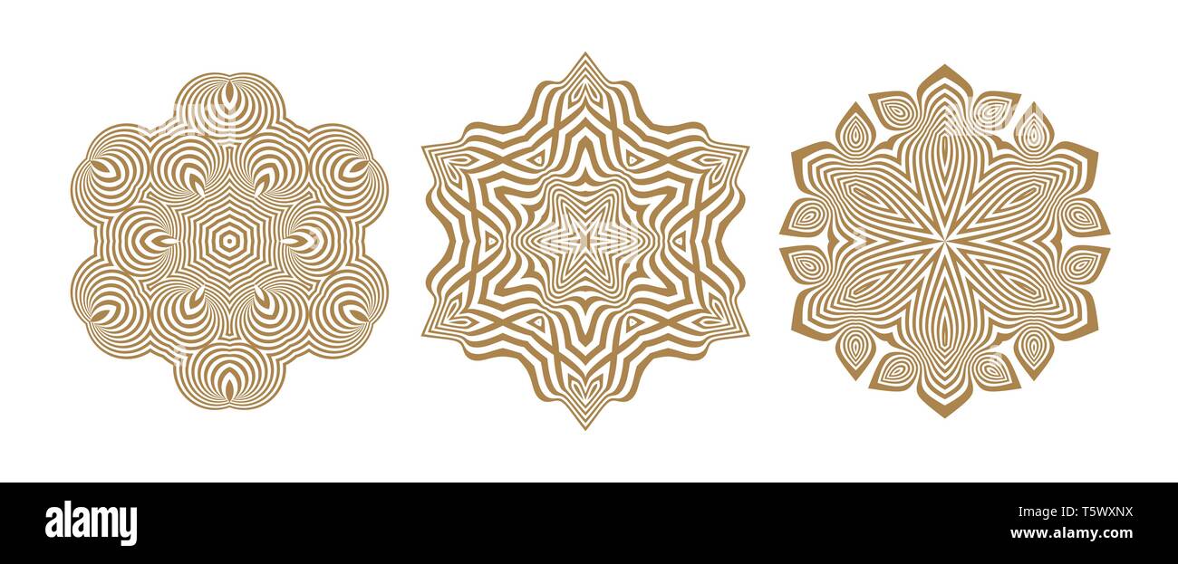 Snowflakes. Abstract Design Elements. Optical Art. Vector illustration. Stock Vector