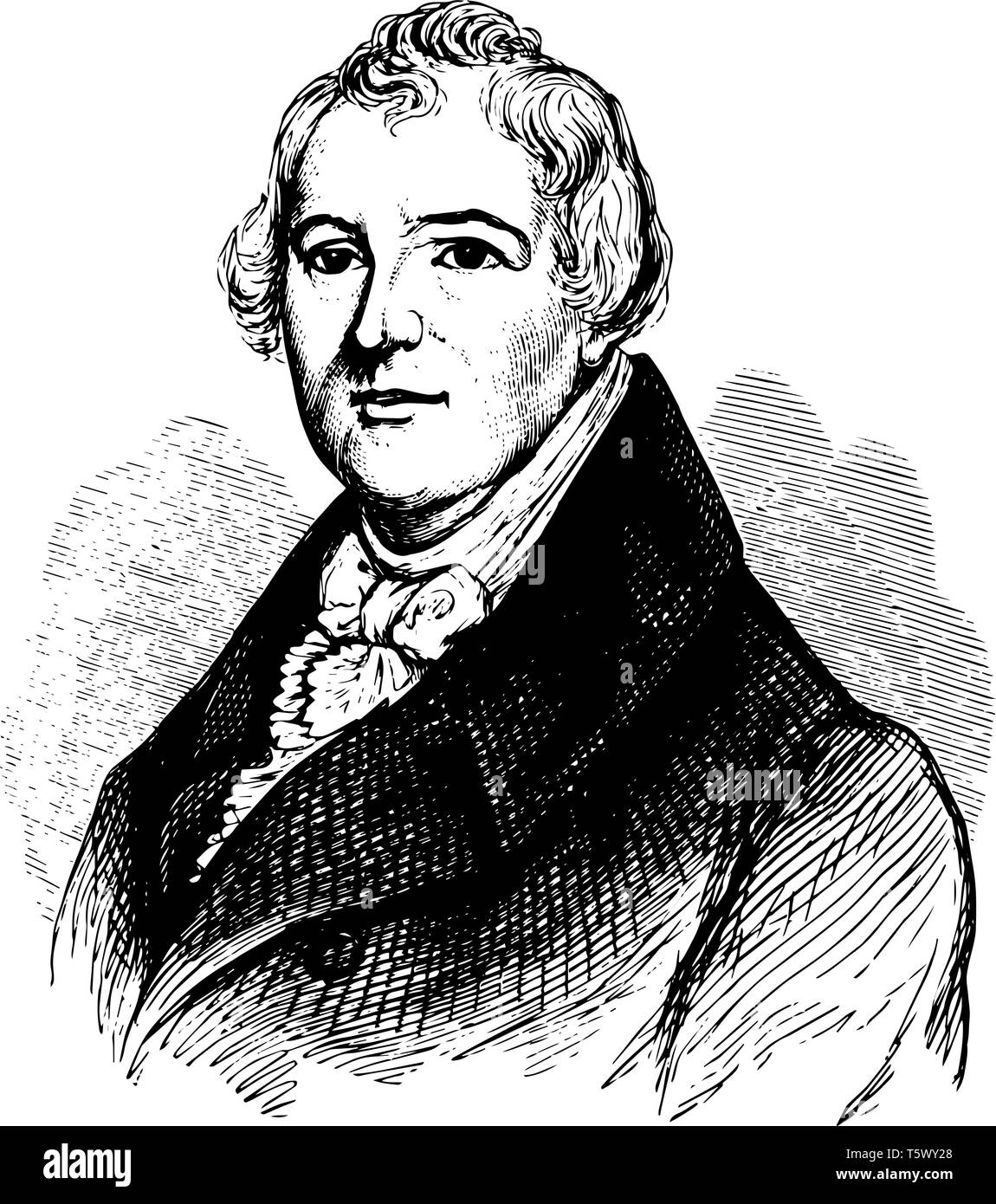 William Hull 1753 to 1825 he was an American soldier politician and first governor of Michigan Territory vintage line drawing or engraving illustratio Stock Vector