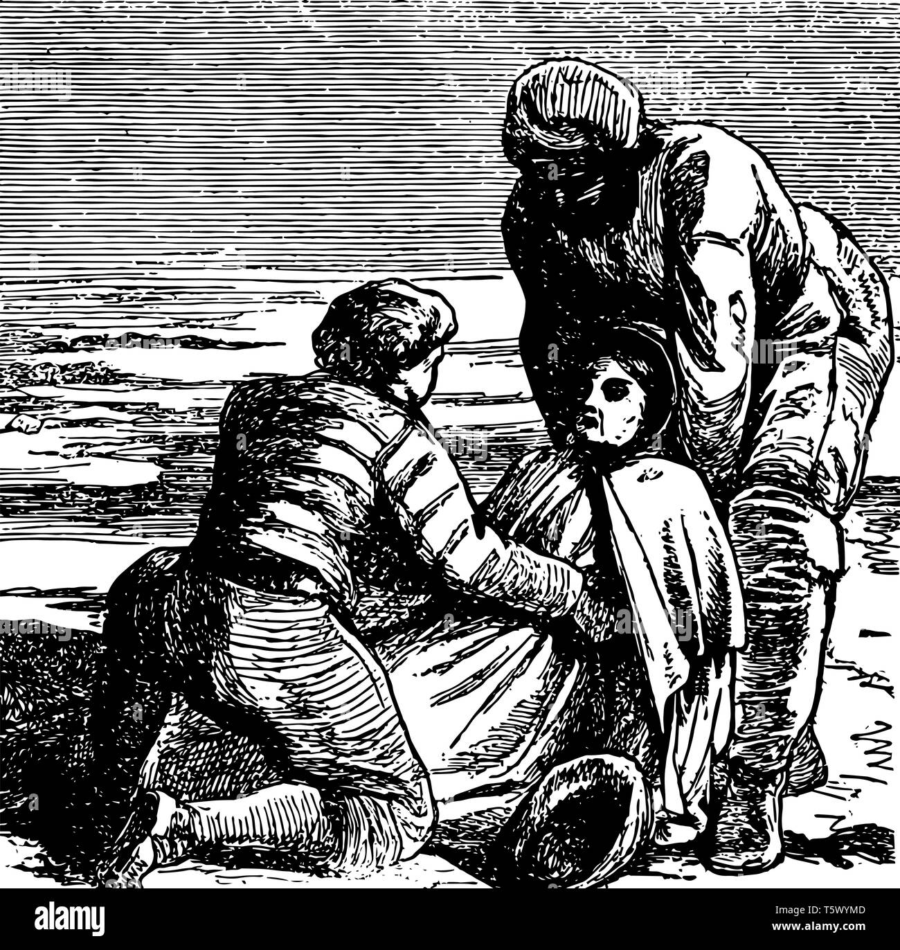 A Scene From The Story Anne Lisbeth This Scene Shows One Female Fallen Down On Ground And Two Men Are Holding Her To Pick Her Up Vintage Line Drawing Stock Vector Image A Scene From The Story Anne Lisbeth This Scene Shows One Female Fallen Down On Ground And Two Men Are Holding Her To Pick Her Up Vintage Line Drawing Stock Vector Image