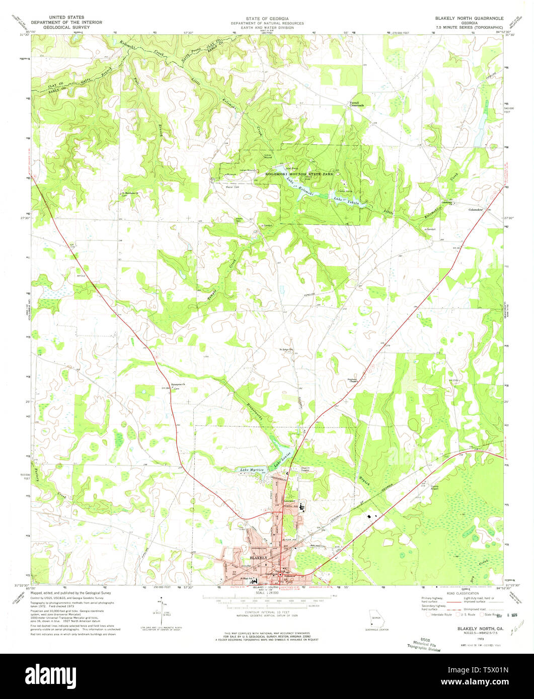 USGS TOPO Map GA Blakely North 245071 1973 24000 Restoration