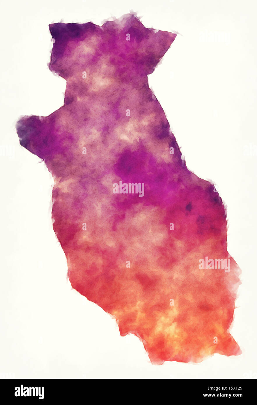 Bumthang district watercolor map of Bhutan Stock Photo Alamy