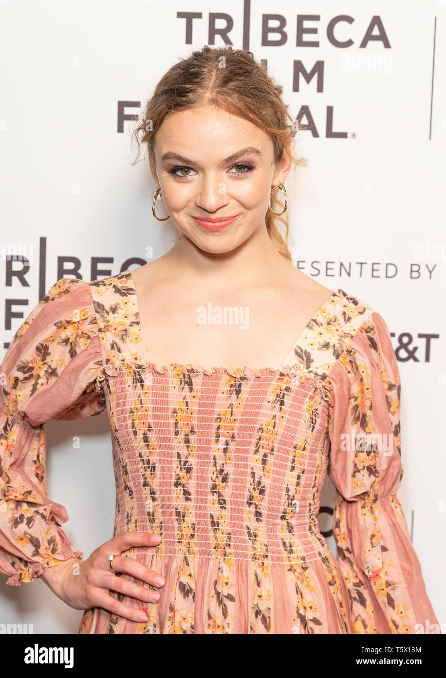 New York, United States. 26th Apr, 2019. Morgan Saylor wearing dress by Rachel Antonoff attends the Blow The Man Down screening at Tribeca Film Festival at SVA Theatre Credit: Lev Radin/Pacific Press/Alamy Live News Stock Photo