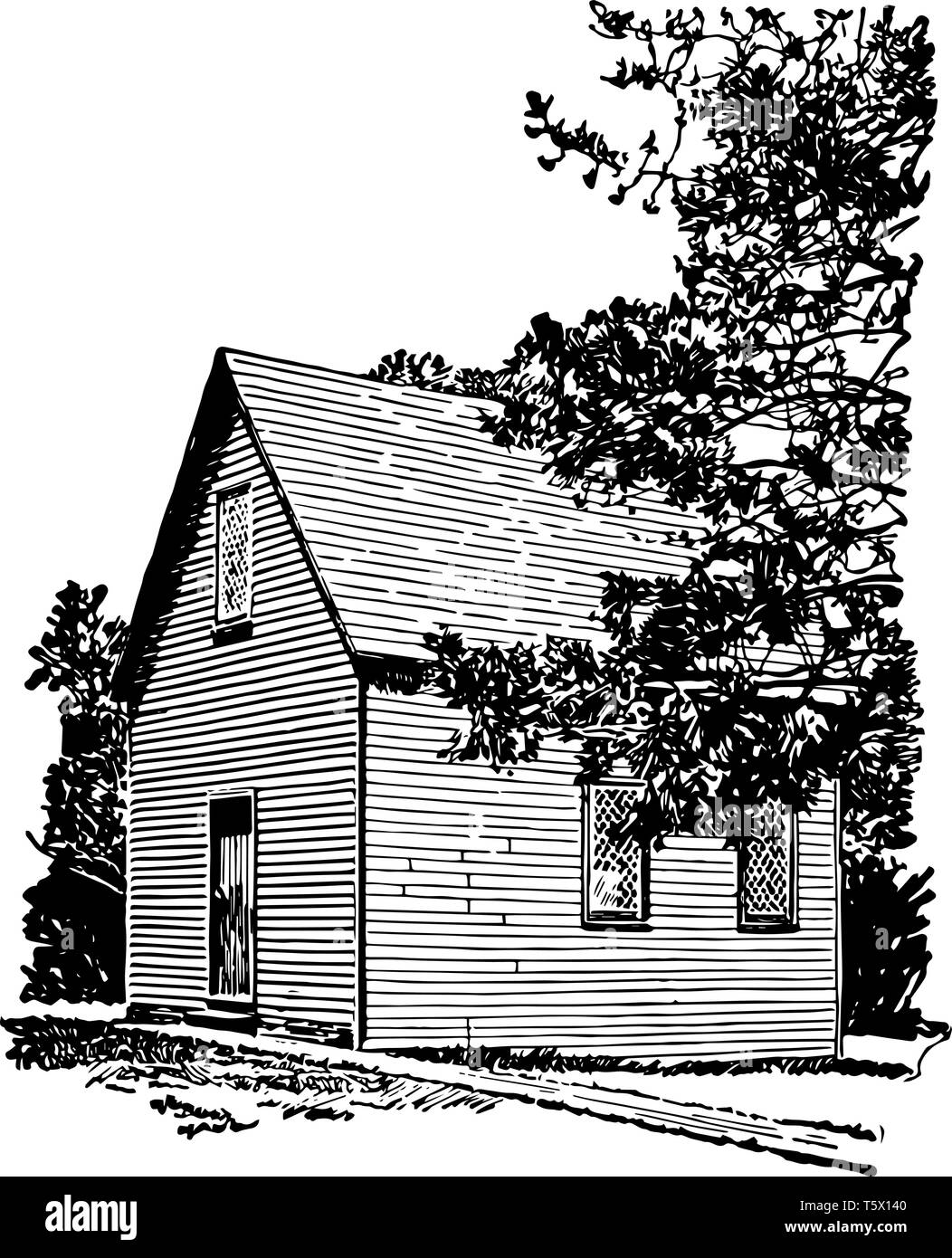 The first church of salem founded by the Puritan colonistsvintage line ...