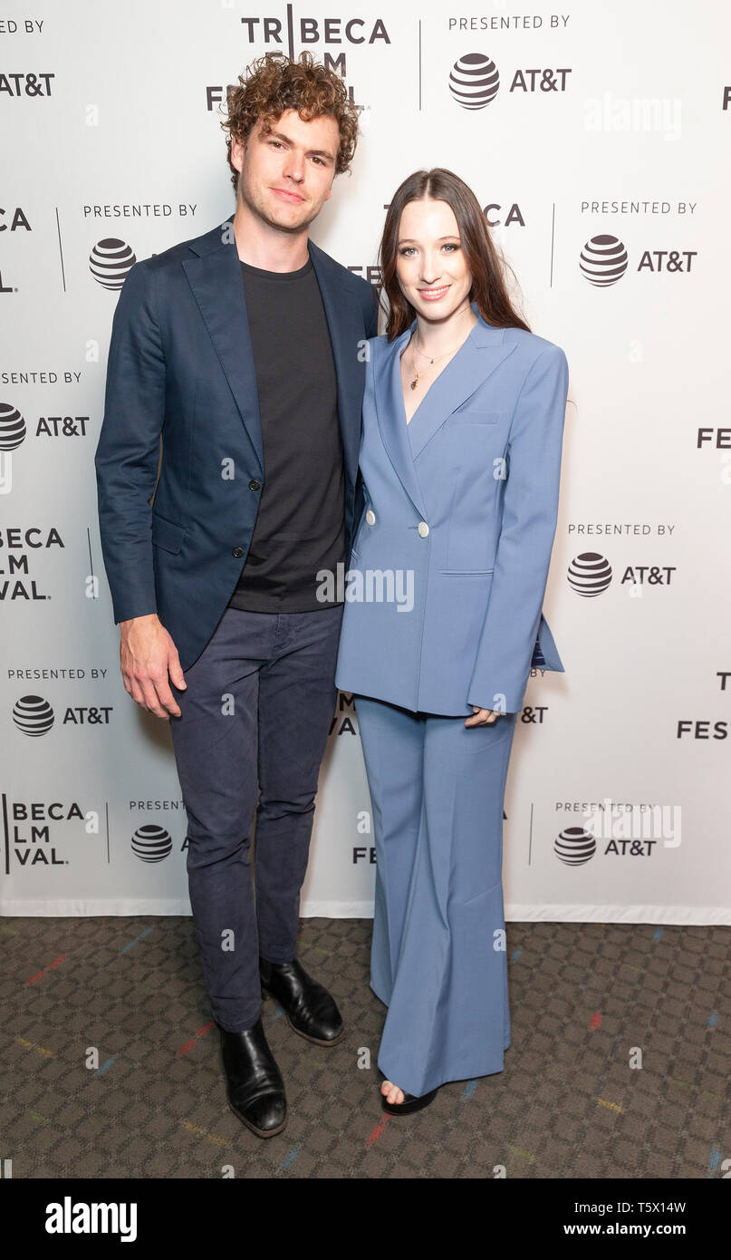 New York, United States. 26th Apr, 2019. James Keogh and Sophie Lowe wearing dress by Camilla Mack attends the Blow The Man Down screening at Tribeca Film Festival at SVA Theatre Credit: Lev Radin/Pacific Press/Alamy Live News Stock Photo