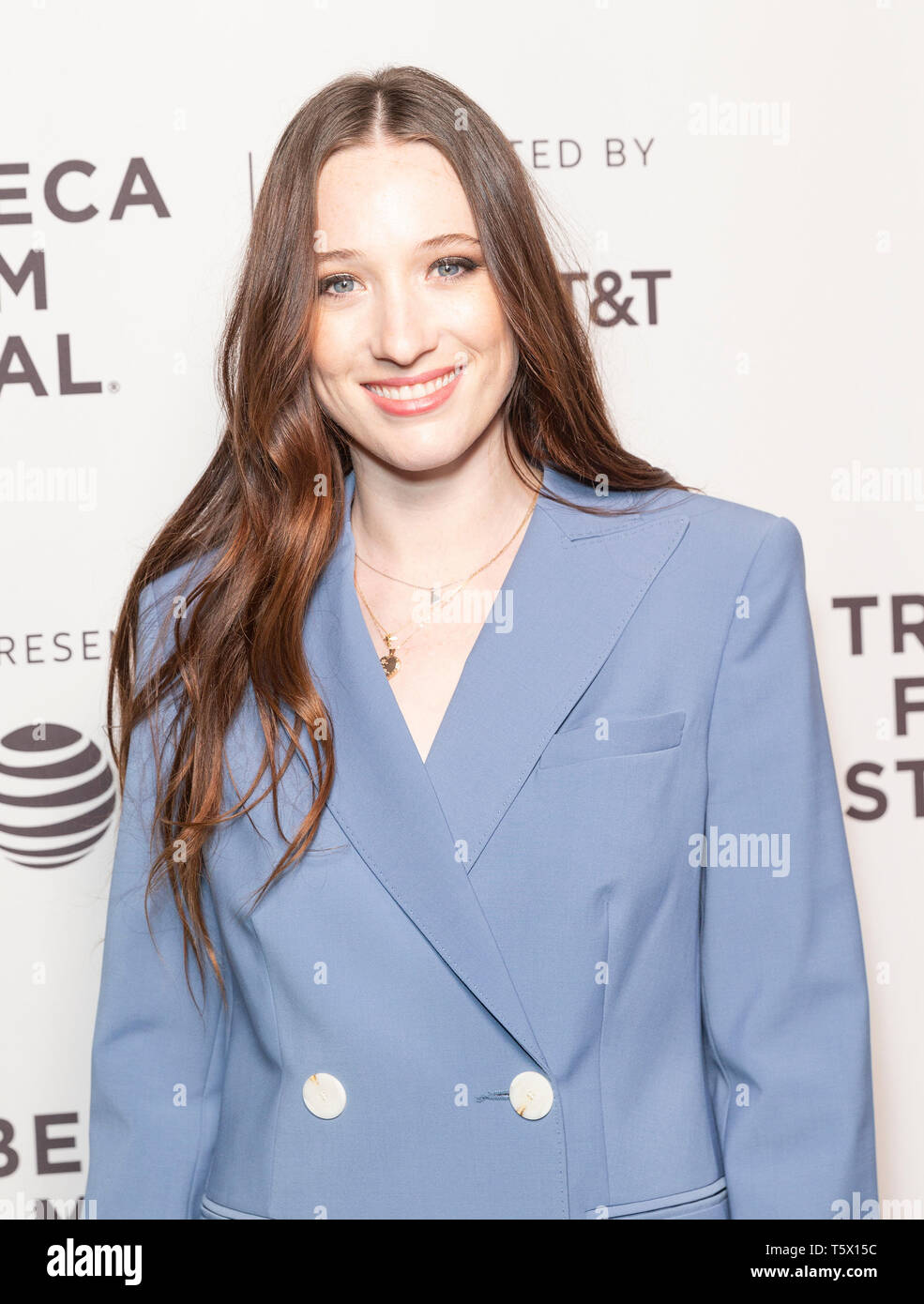 New York, United States. 26th Apr, 2019. Sophie Lowe wearing dress by Camilla Mack attends the Blow The Man Down screening at Tribeca Film Festival at SVA Theatre Credit: Lev Radin/Pacific Press/Alamy Live News Stock Photo