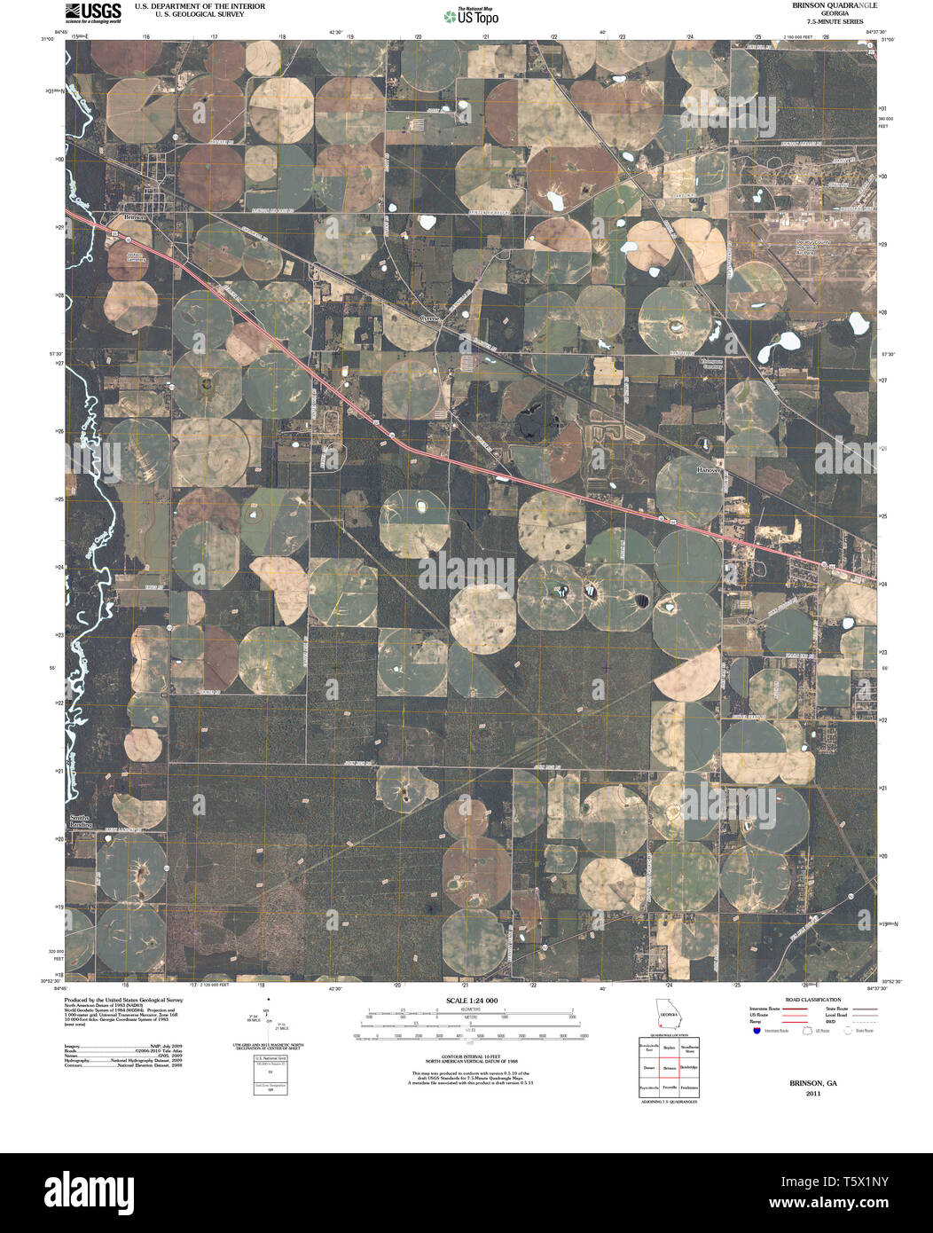 USGS TOPO Map GA Brinson 20110216 TM Restoration Stock Photo Alamy