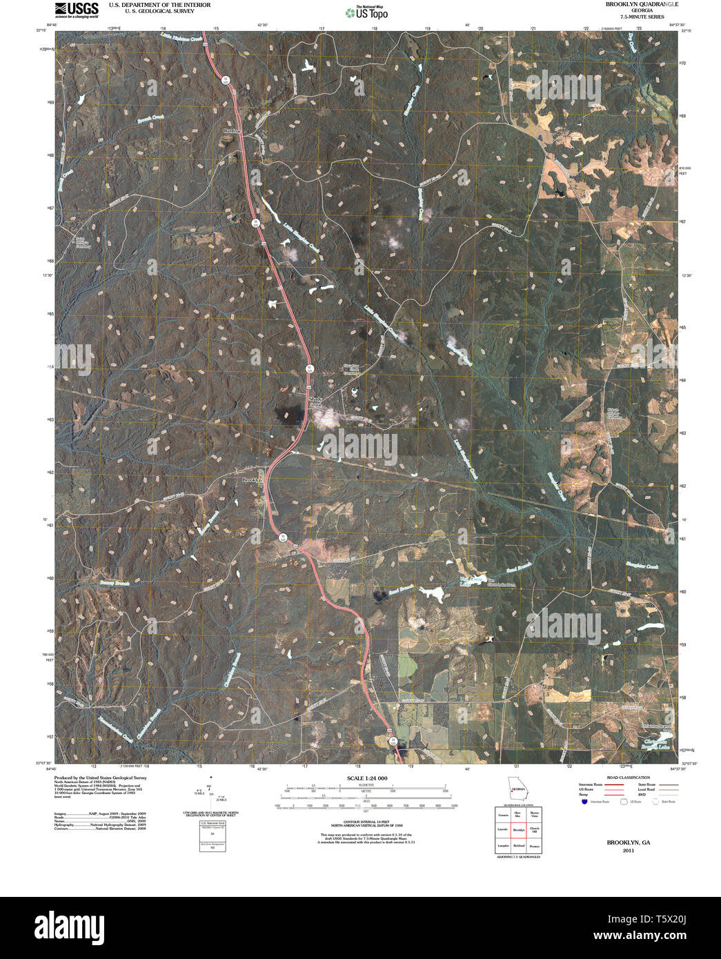 USGS TOPO Map Georgia GA Brooklyn - Usgs Topo Map Georgia Ga Brooklyn 20110225 Tm Restoration T5X20J