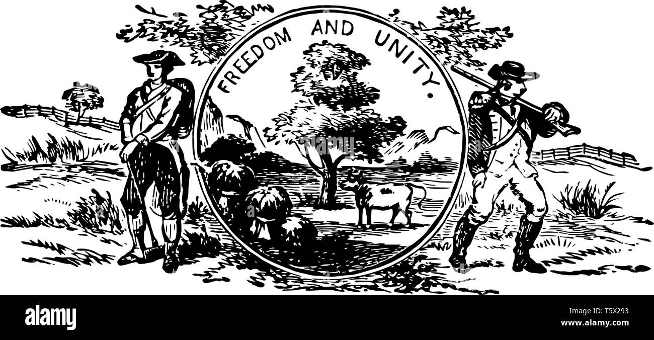Freedom And Unity The official U.S. state seal of Vermont this seal has two standing ...