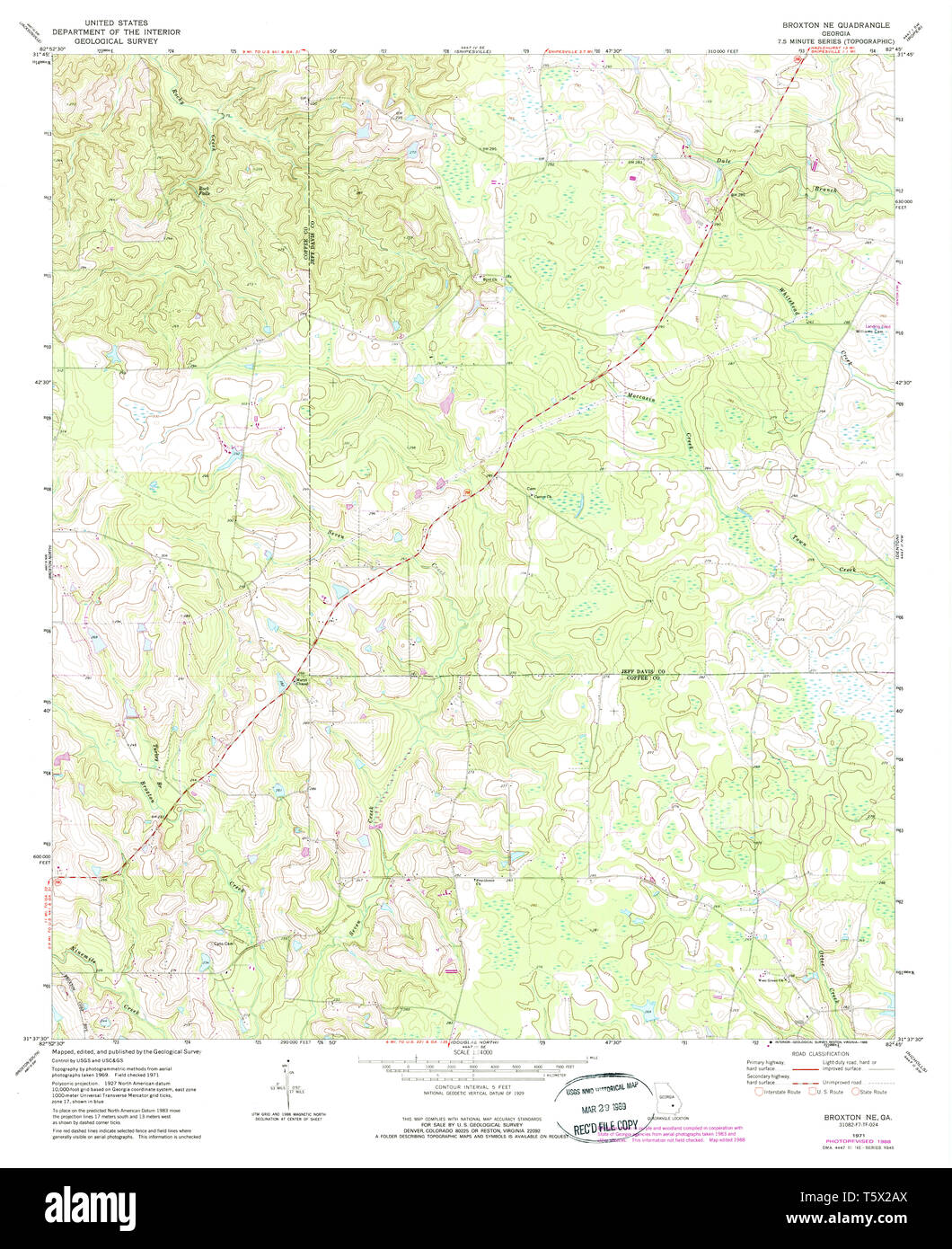 USGS TOPO Map Georgia GA Broxton - Usgs Topo Map Georgia Ga Broxton Ne 245129 1971 24000 Restoration T5X2AX
