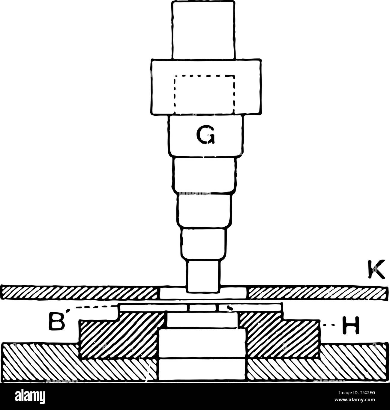 This illustration represents Stepped Hole Punch Tool which is used to