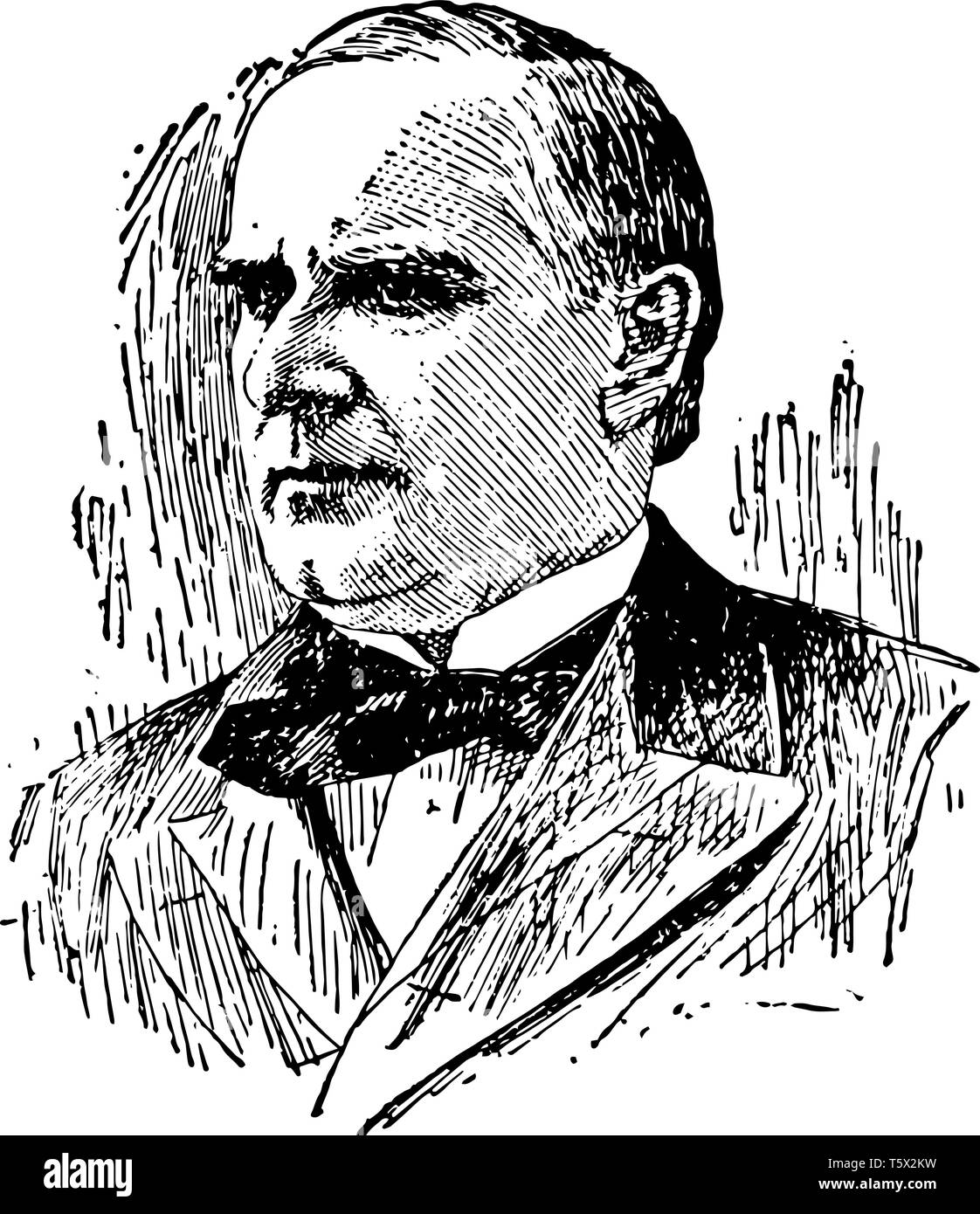 President William McKinley 1843 to 1901 he was the 25th president of the United States from 1897 to 1901 vintage line drawing or engraving illustratio Stock Vector