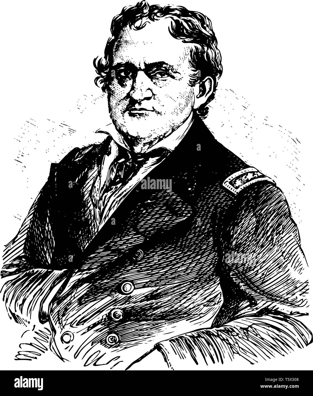 Francis Hoyt Gregory 1789 to 1866 he was a rear admiral and an officer in the United States navy vintage line drawing or engraving illustration Stock Vector