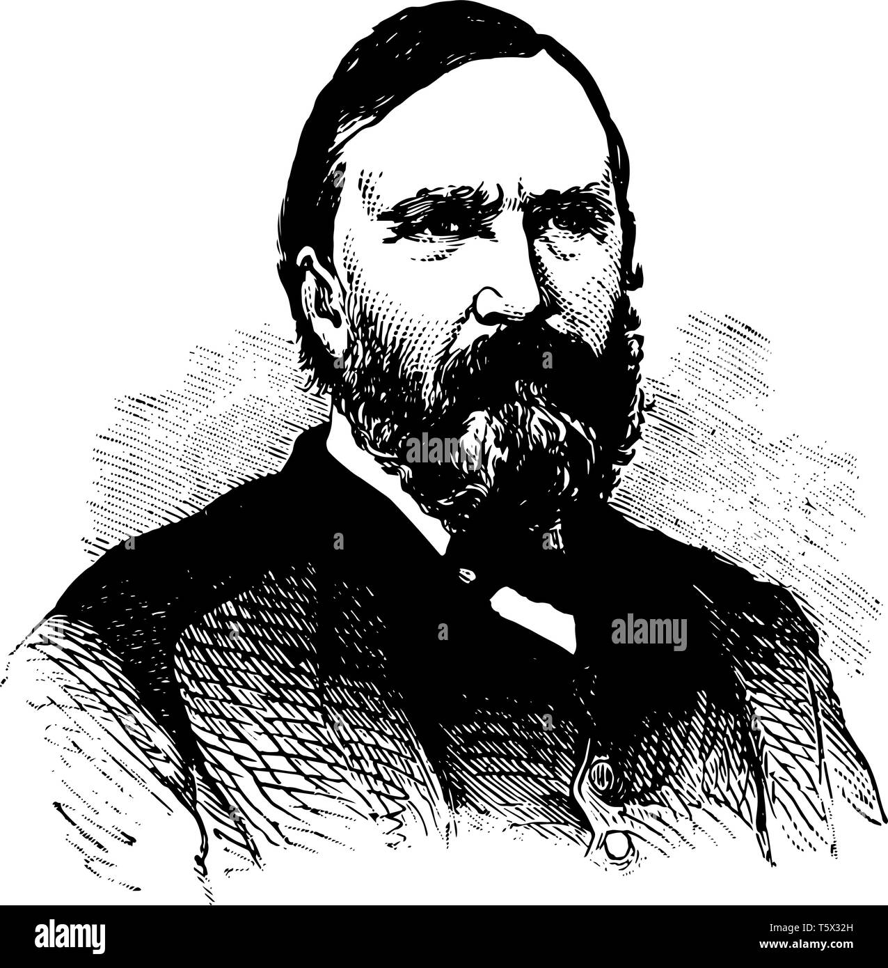James Longstreet 1821 to 1904 he was one of the foremost confederate generals of the American civil war vintage line drawing or engraving illustration Stock Vector