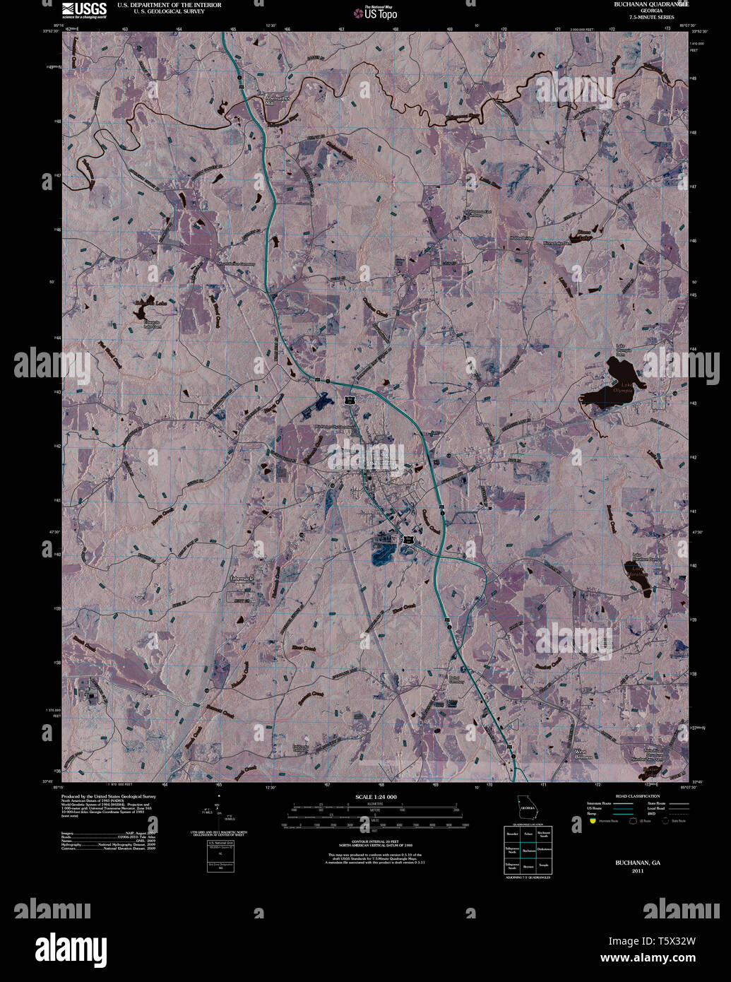 USGS TOPO Map Georgia GA Buchanan - Usgs Topo Map Georgia Ga Buchanan 20110225 Tm Inverted Restoration T5X32W