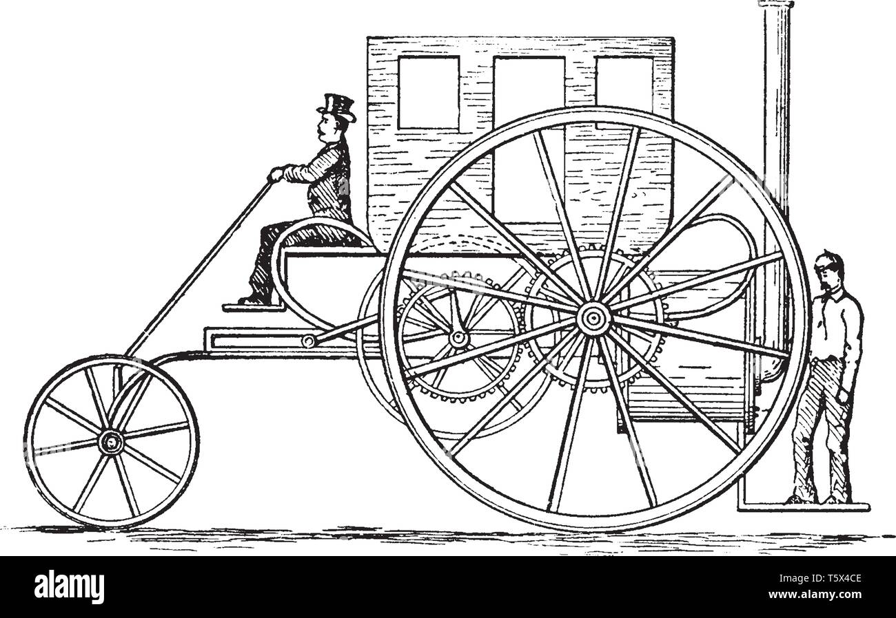 Road Carriage that was invented in 1802 by Richard Trevithick, vintage